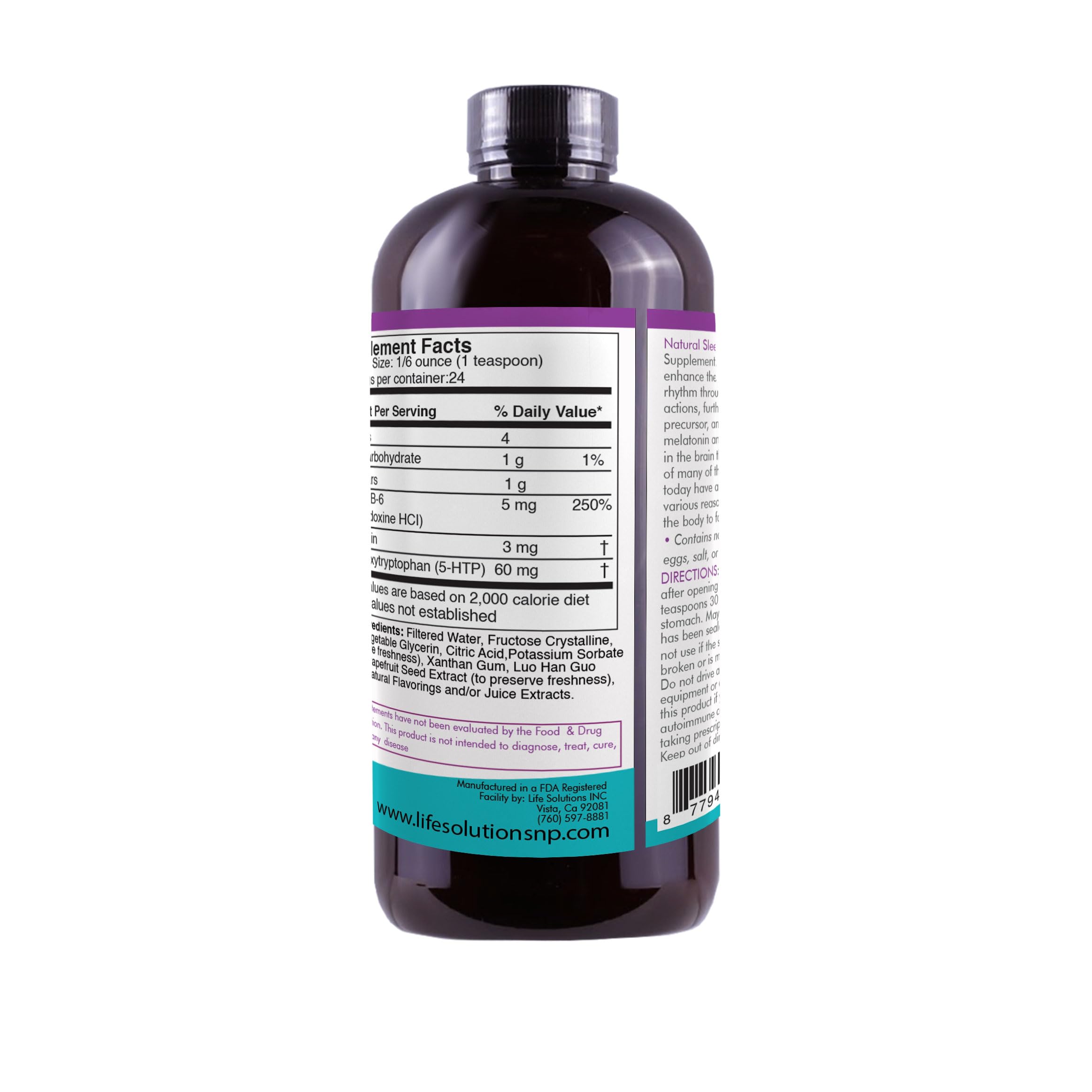 Life Solutions Liquid Natural Sleep 4 Fl Oz liquid inside a measuring spoon