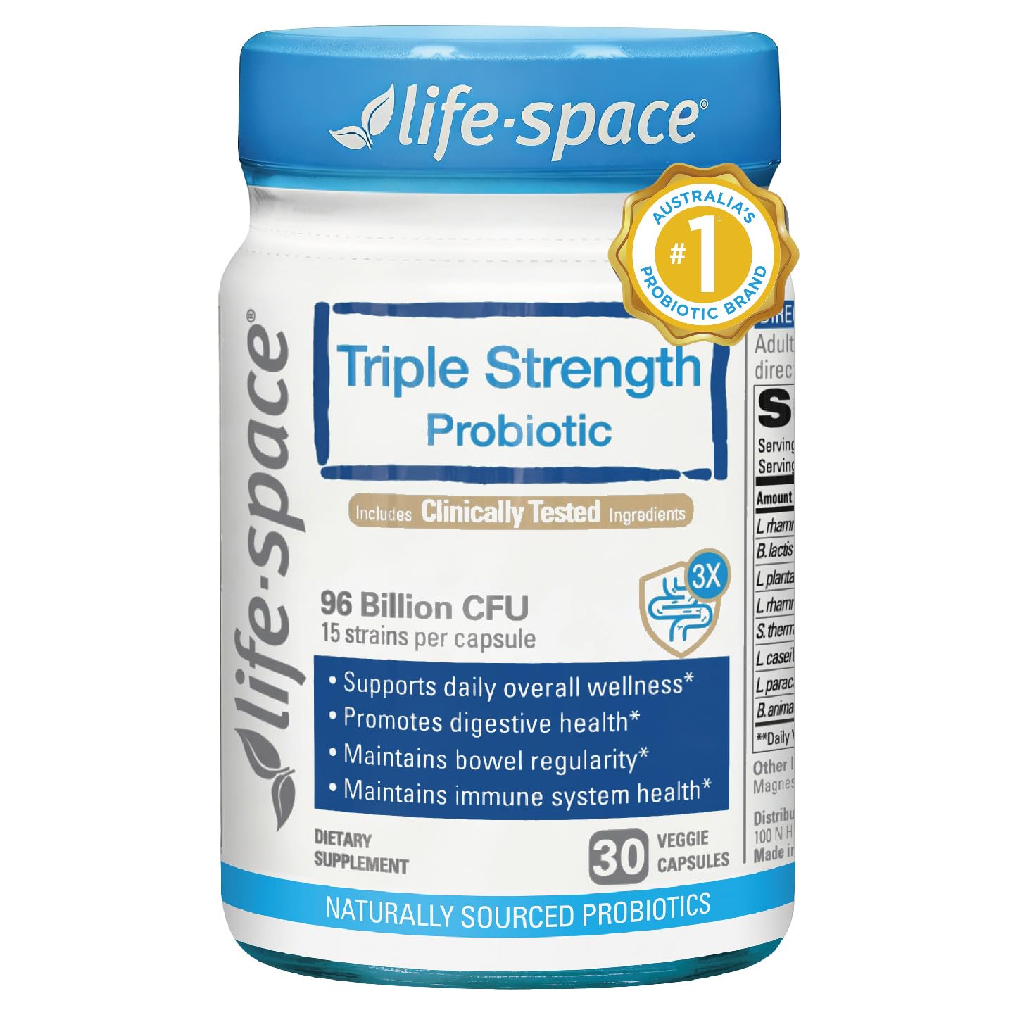 Life-Space Prebiotic Capsules front view with packaging