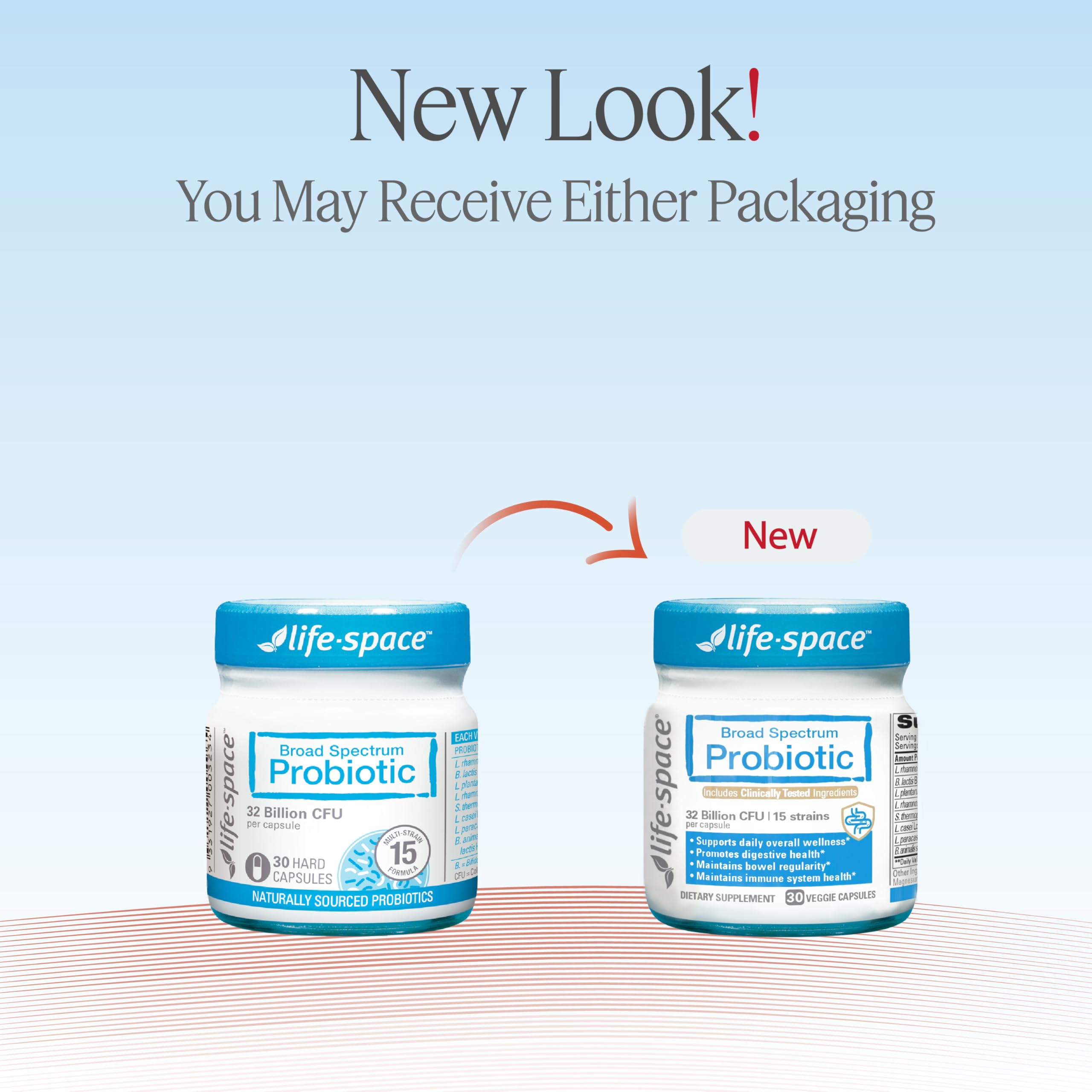 Life-Space Prebiotic Capsules opened bottle showing capsules