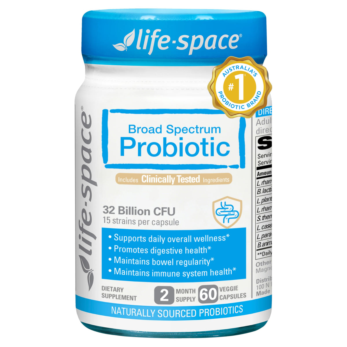 Life-Space Probiotic Capsules 32 Billion CFUs front view