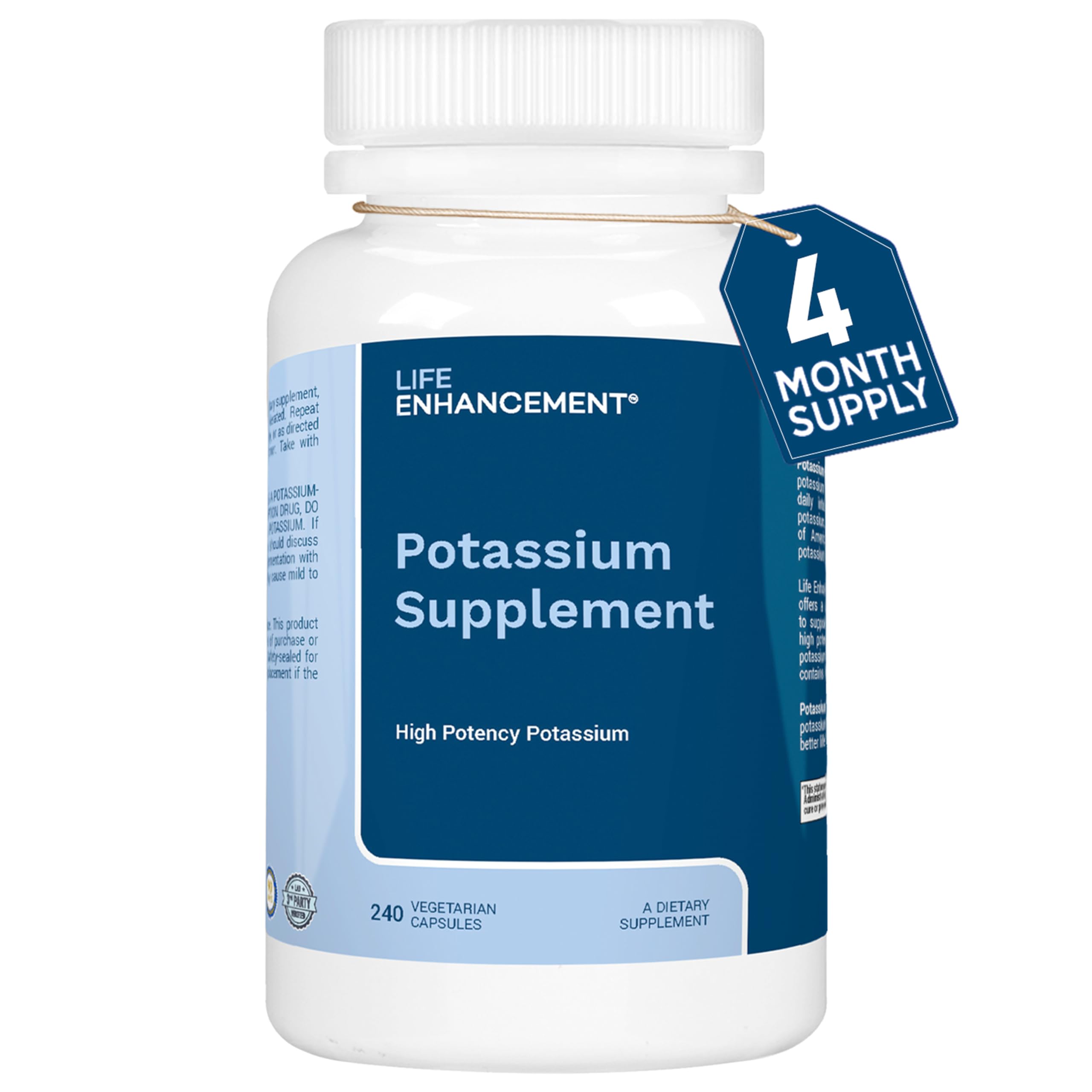 Life support Potassium Supplement 90 veggie capsules front view