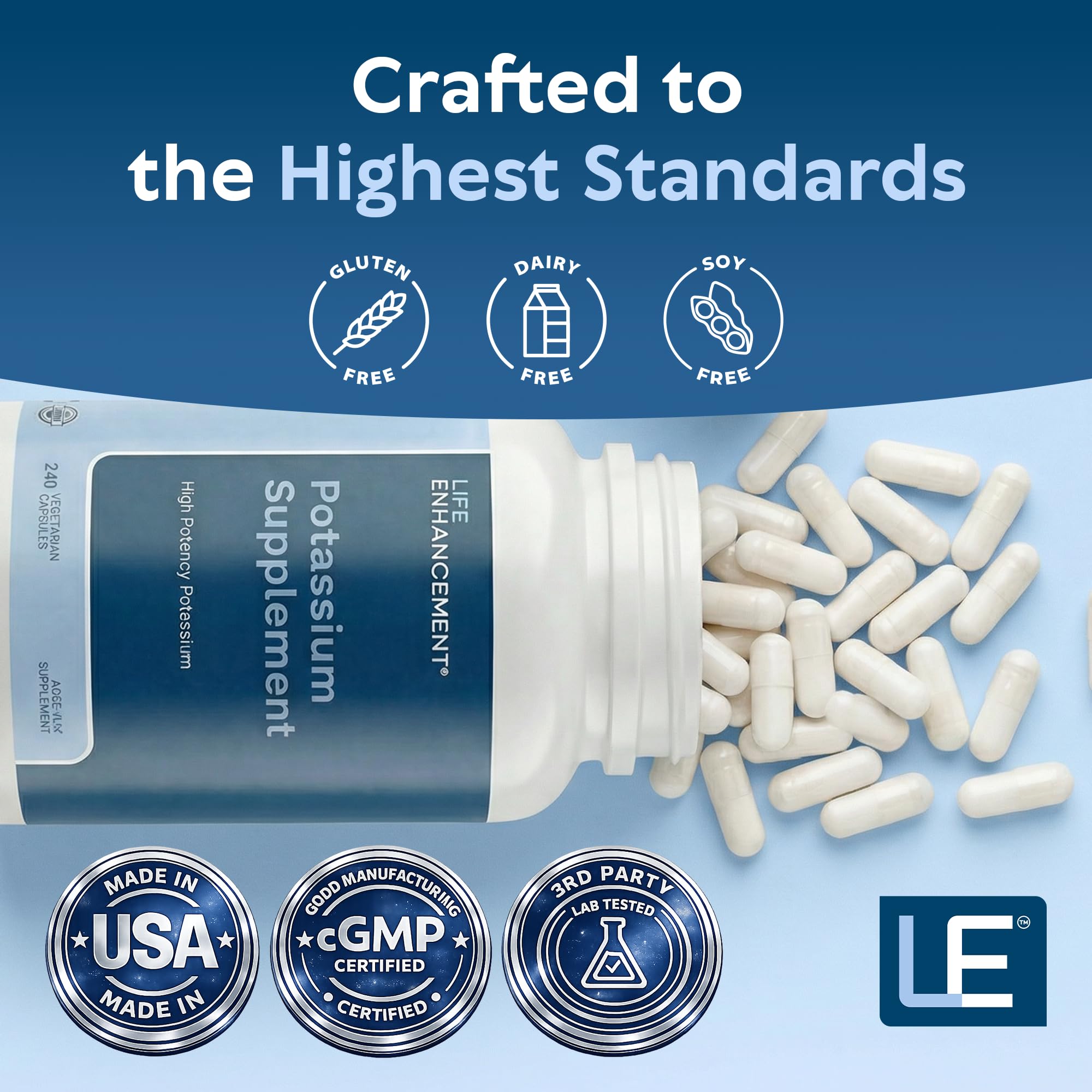 Life support Potassium Supplement capsules in a bowl