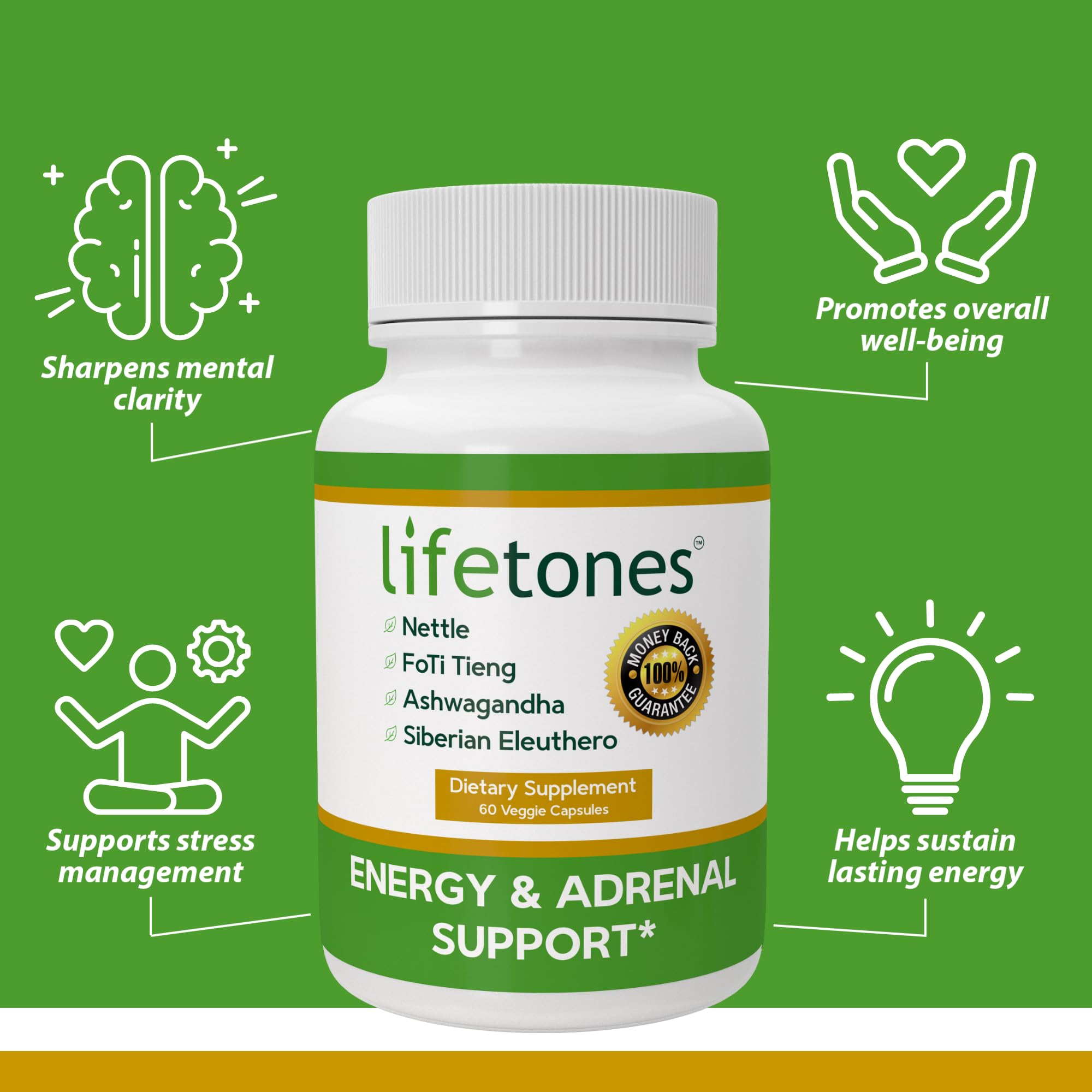 Life Tones Energy & Adrenal Support Supplement packaging