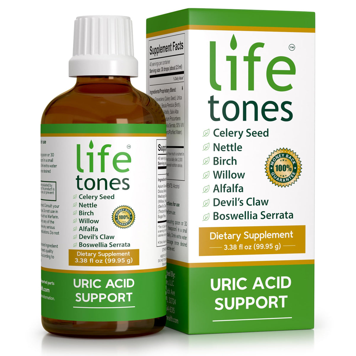 Life Tones Uric Acid Relief Liquid Supplement 222g front view