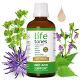Life Tones Uric Acid Relief Liquid Supplement 222g label close-up