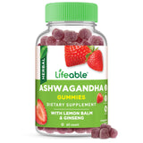 Lifeable Ashwagandha Gummies bottle front view with 60 gummies