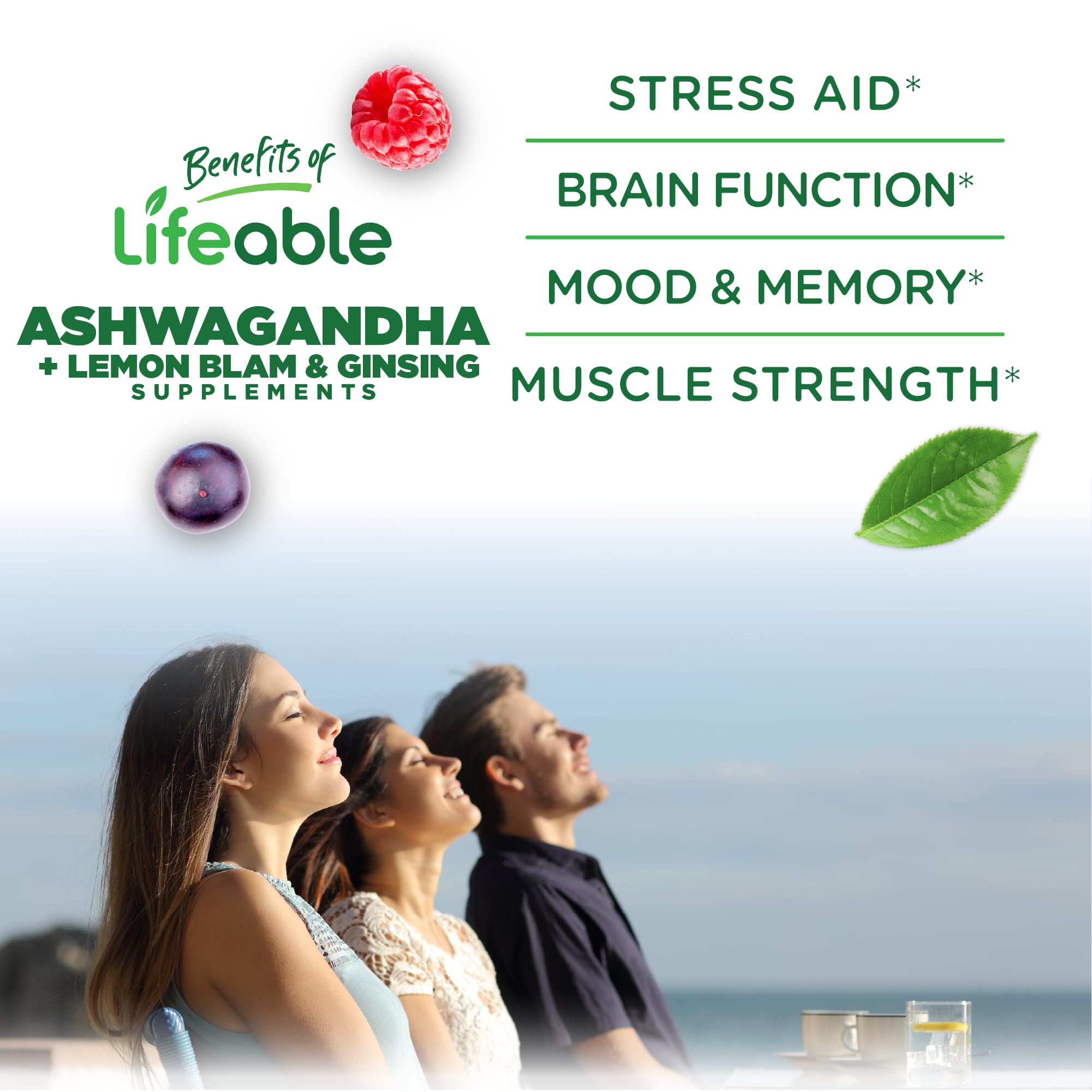 Lifeable Ashwagandha Gummies side view showing packaging details