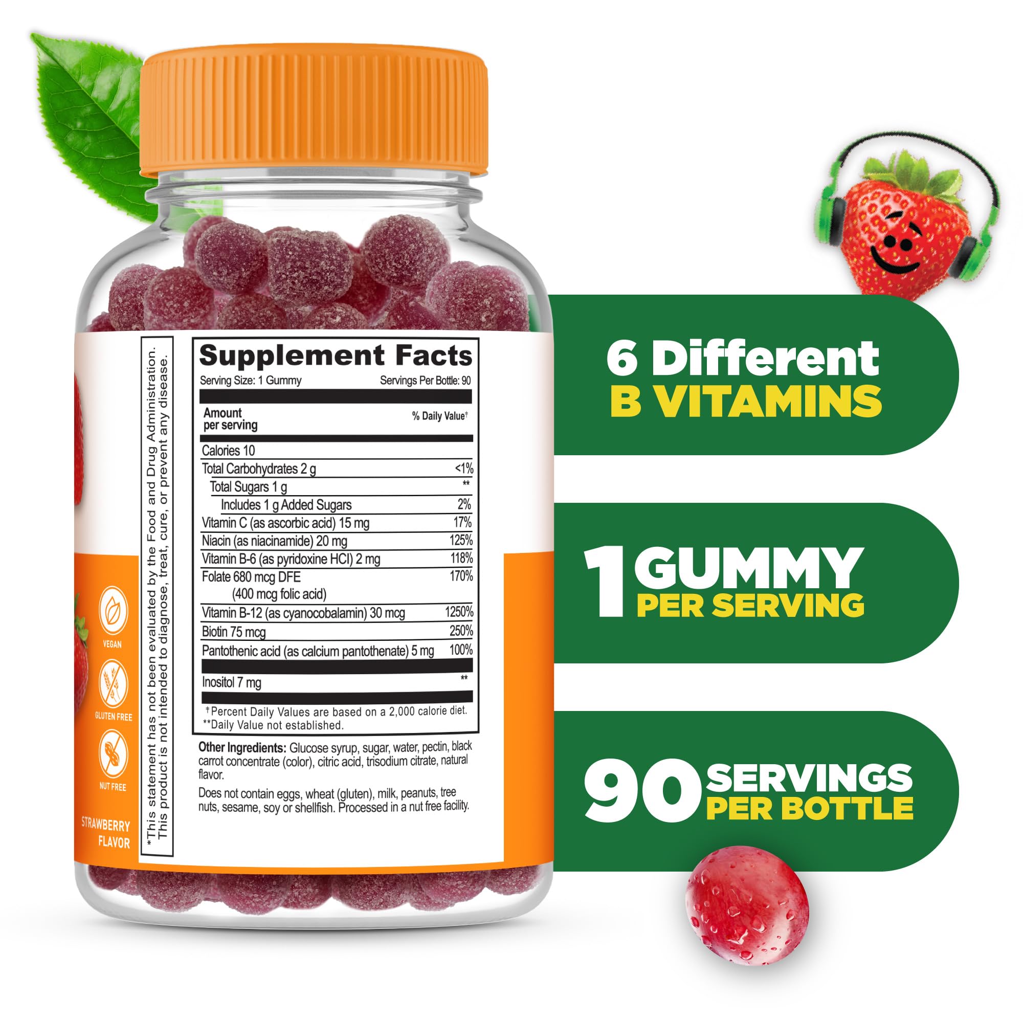 Lifeable B-Complex Gummies for Kids strawberry gummy close-up
