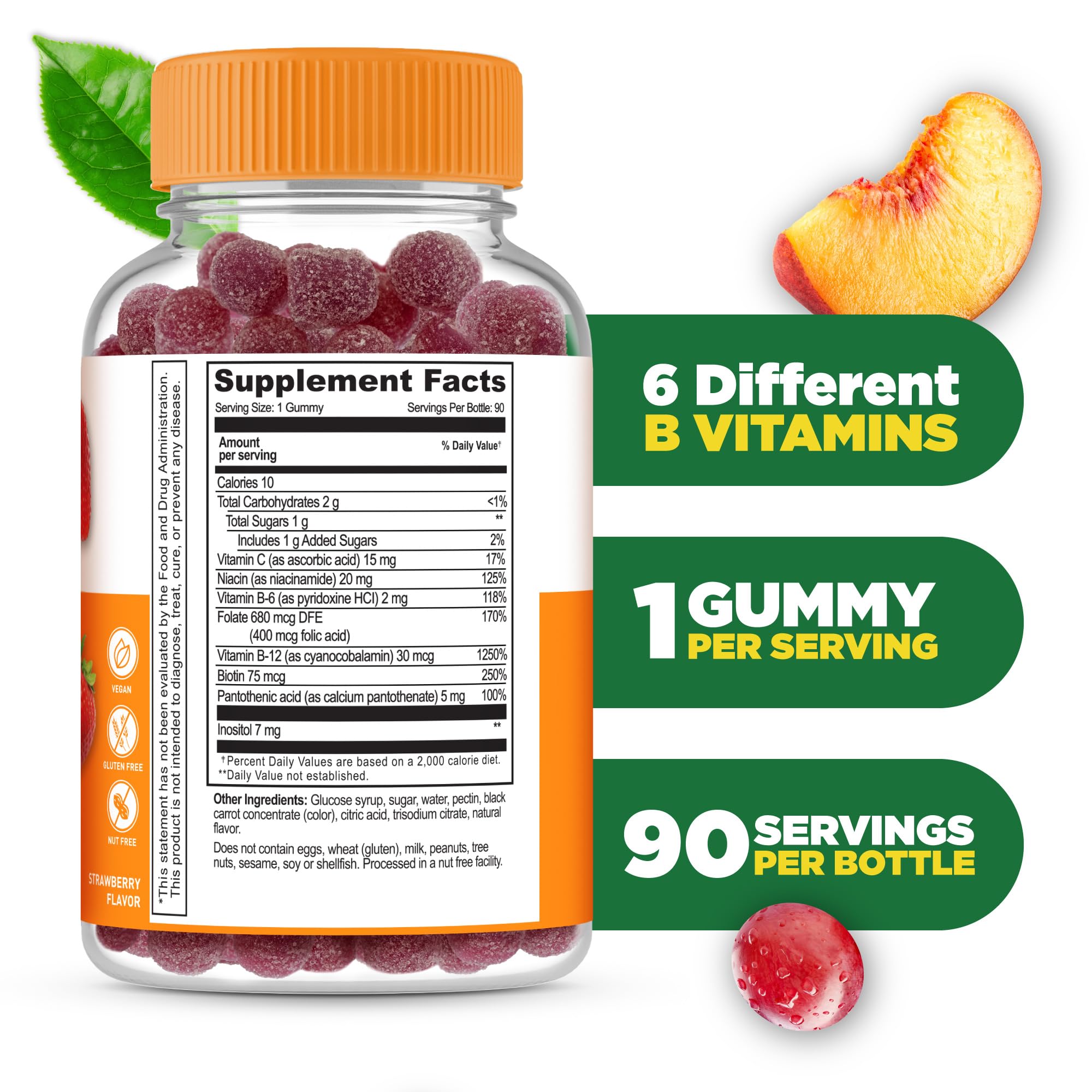 Lifeable B-Complex Vitamin Gummies strawberry flavour close-up