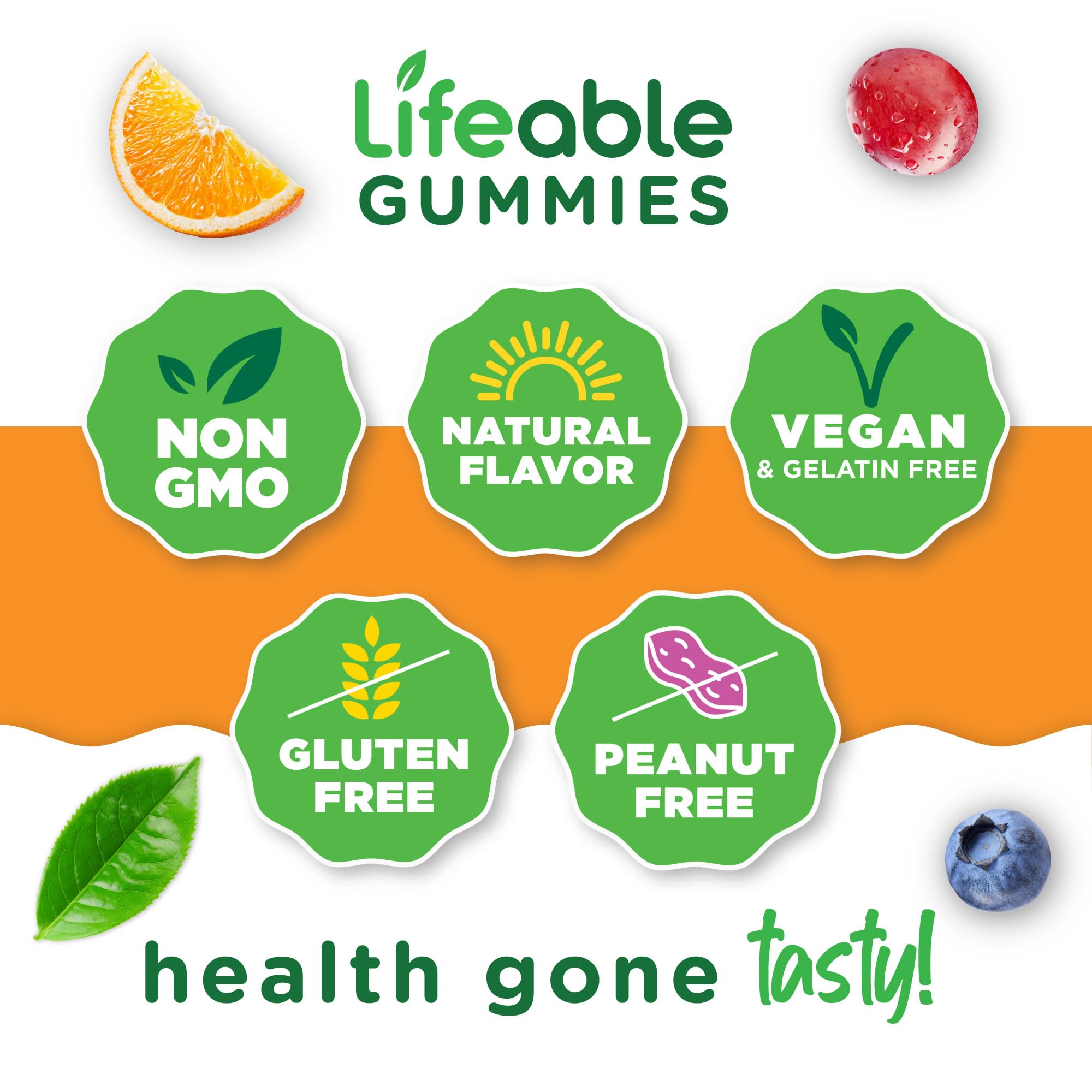 Lifeable B-Complex Vitamin Gummies with a measuring spoon