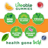 Lifeable B-Complex Vitamin Gummies with a measuring spoon