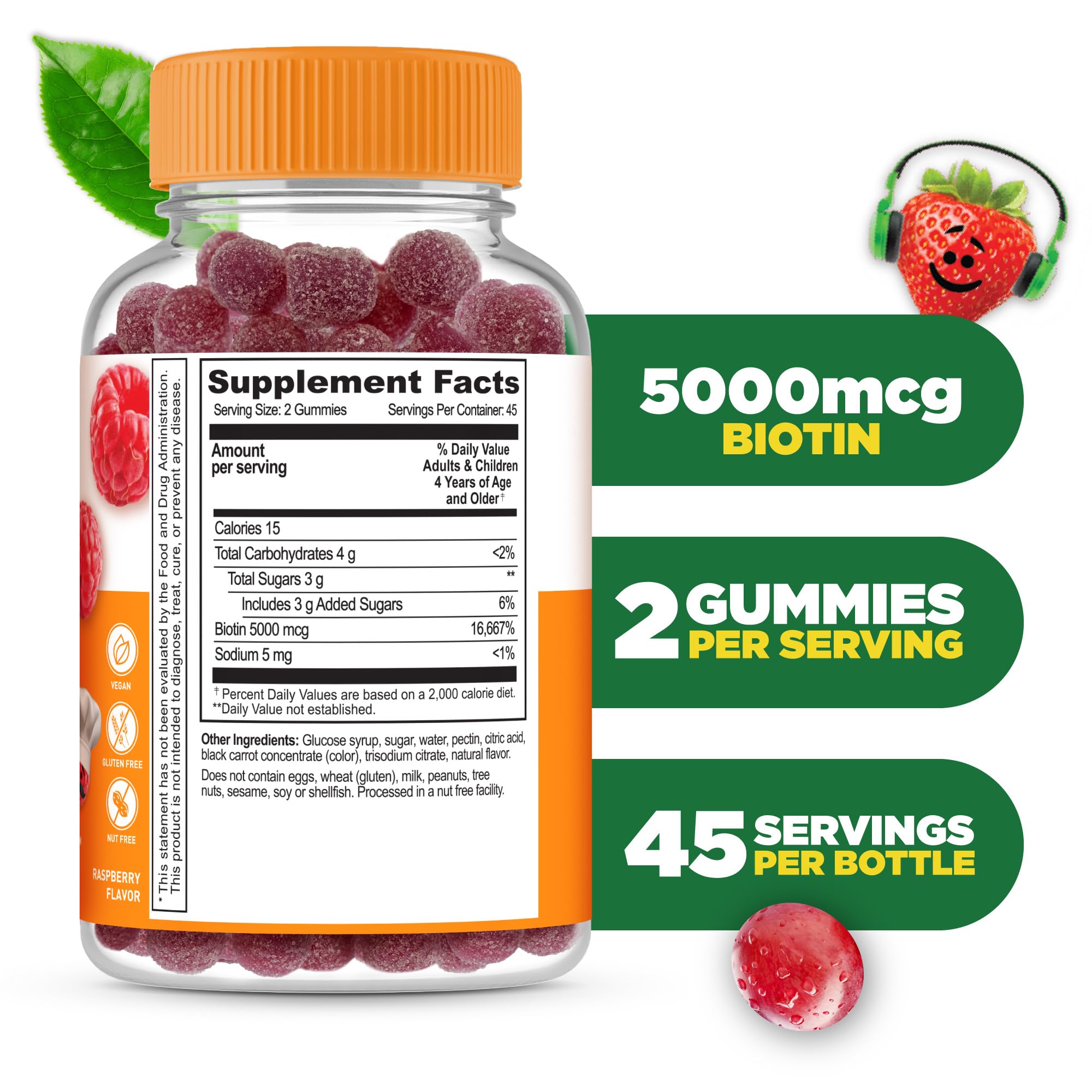 Lifeable Biotin Gummies bottle with raspberry flavour