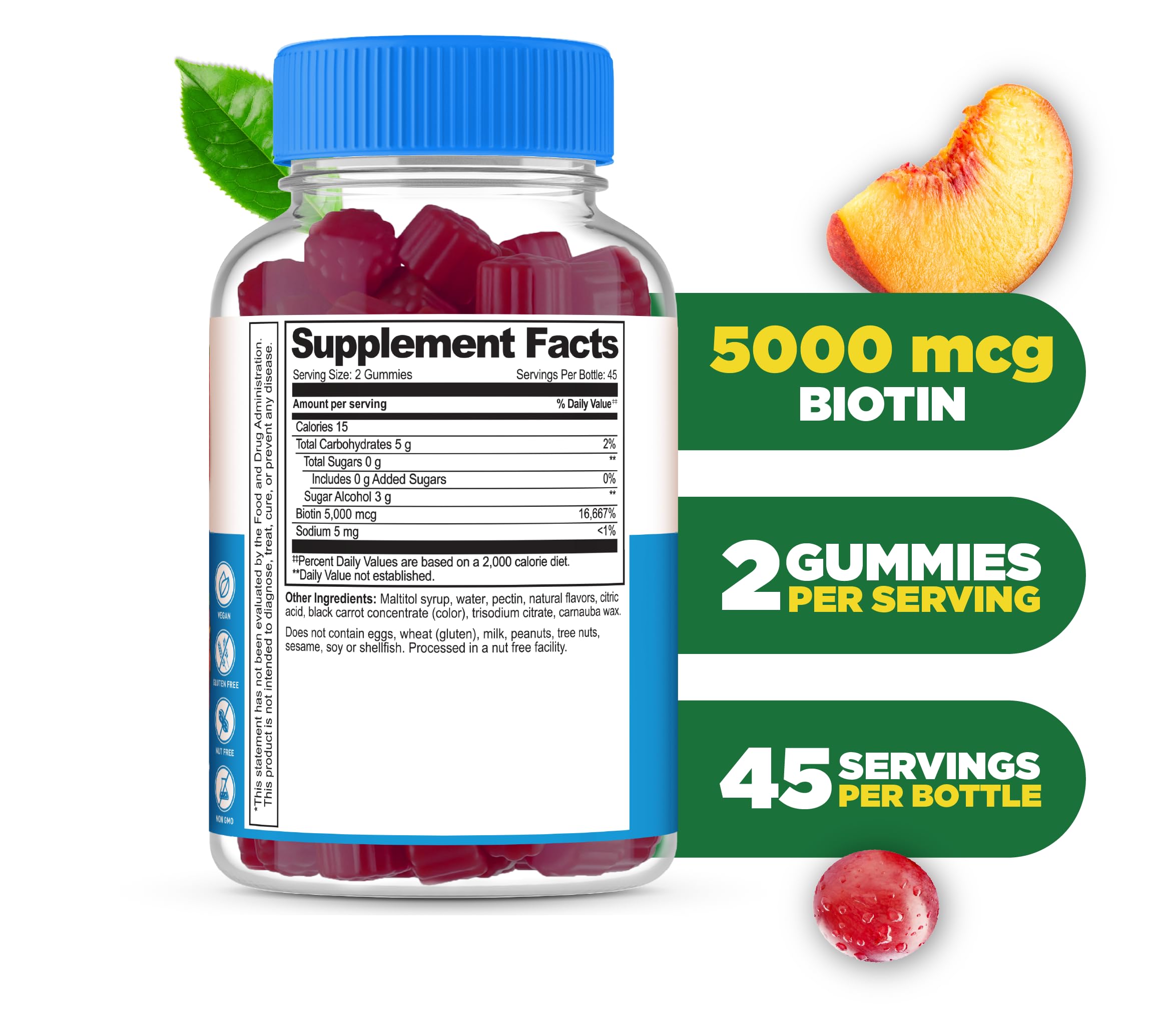 Lifeable Biotin Gummies side view showing packaging details