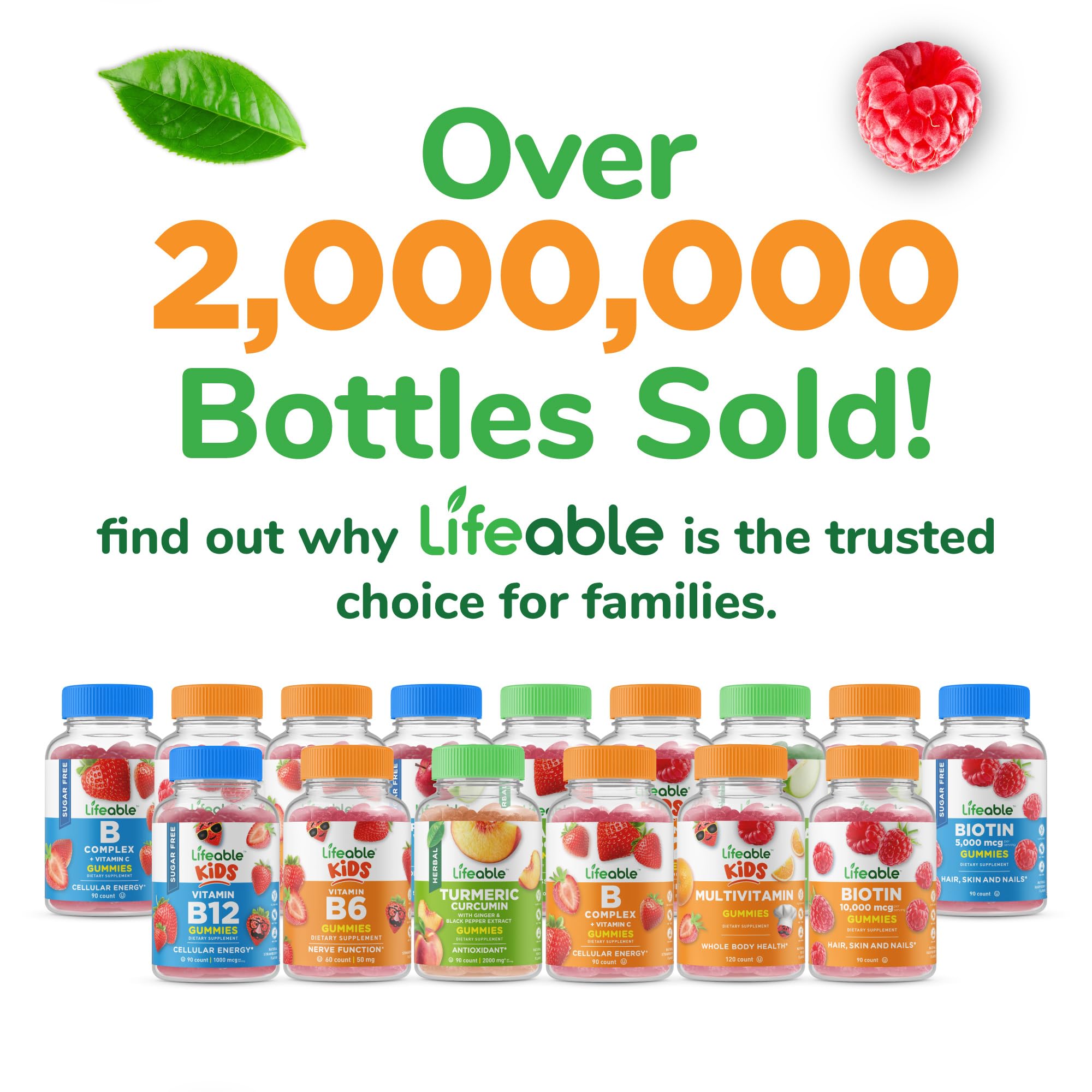 Lifeable Biotin Gummies with a hand reaching for a gummy