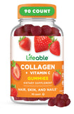 Lifeable Collagen Peptides Gummies bottle front view with strawberry flavour