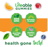 Lifeable Collagen Peptides Gummies close-up of gummies showing strawberry colour