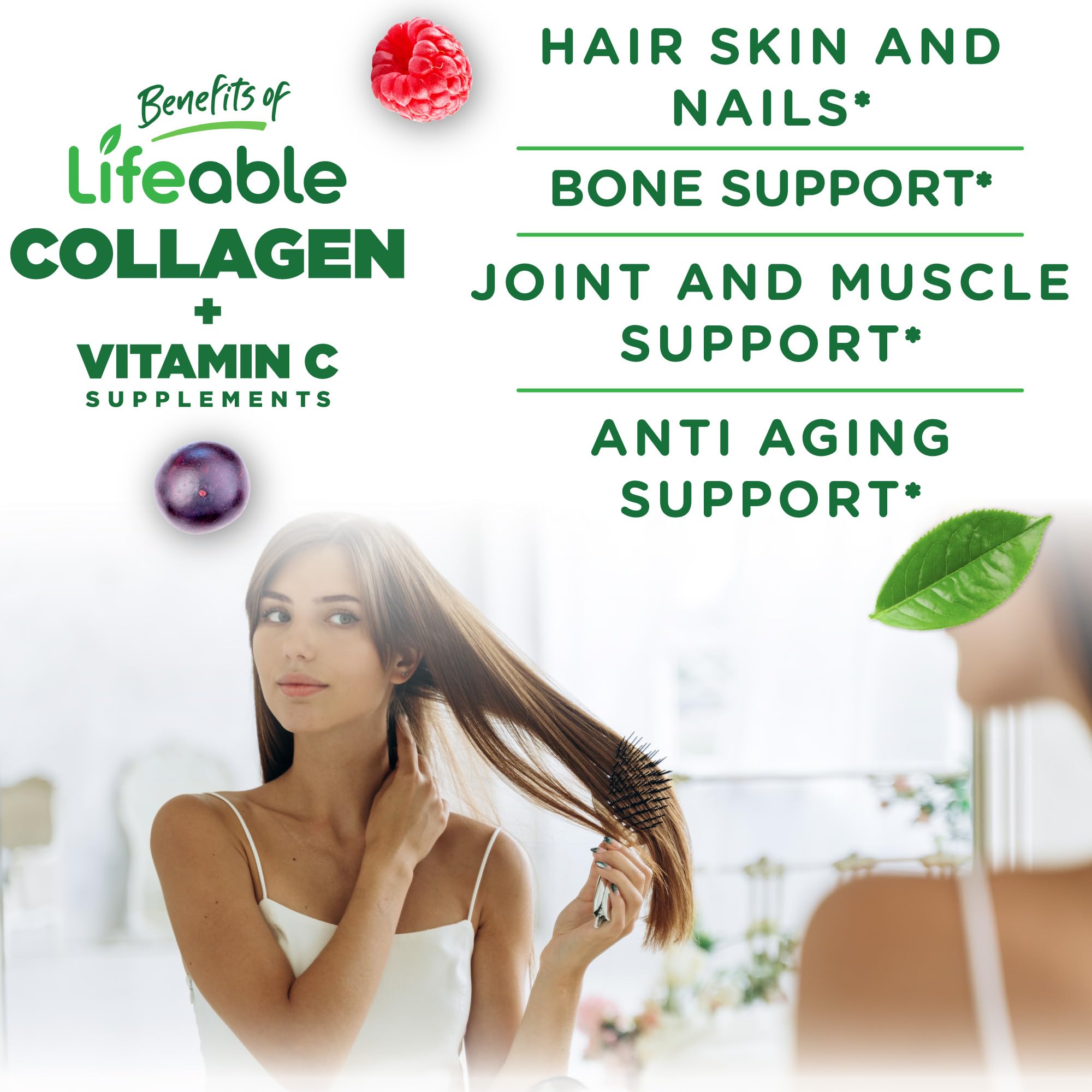 Lifeable Collagen Peptides Gummies ingredients list on the back of the bottle