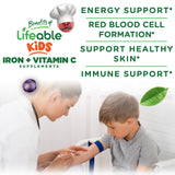Lifeable Iron Gummies for Kids nutritional information label