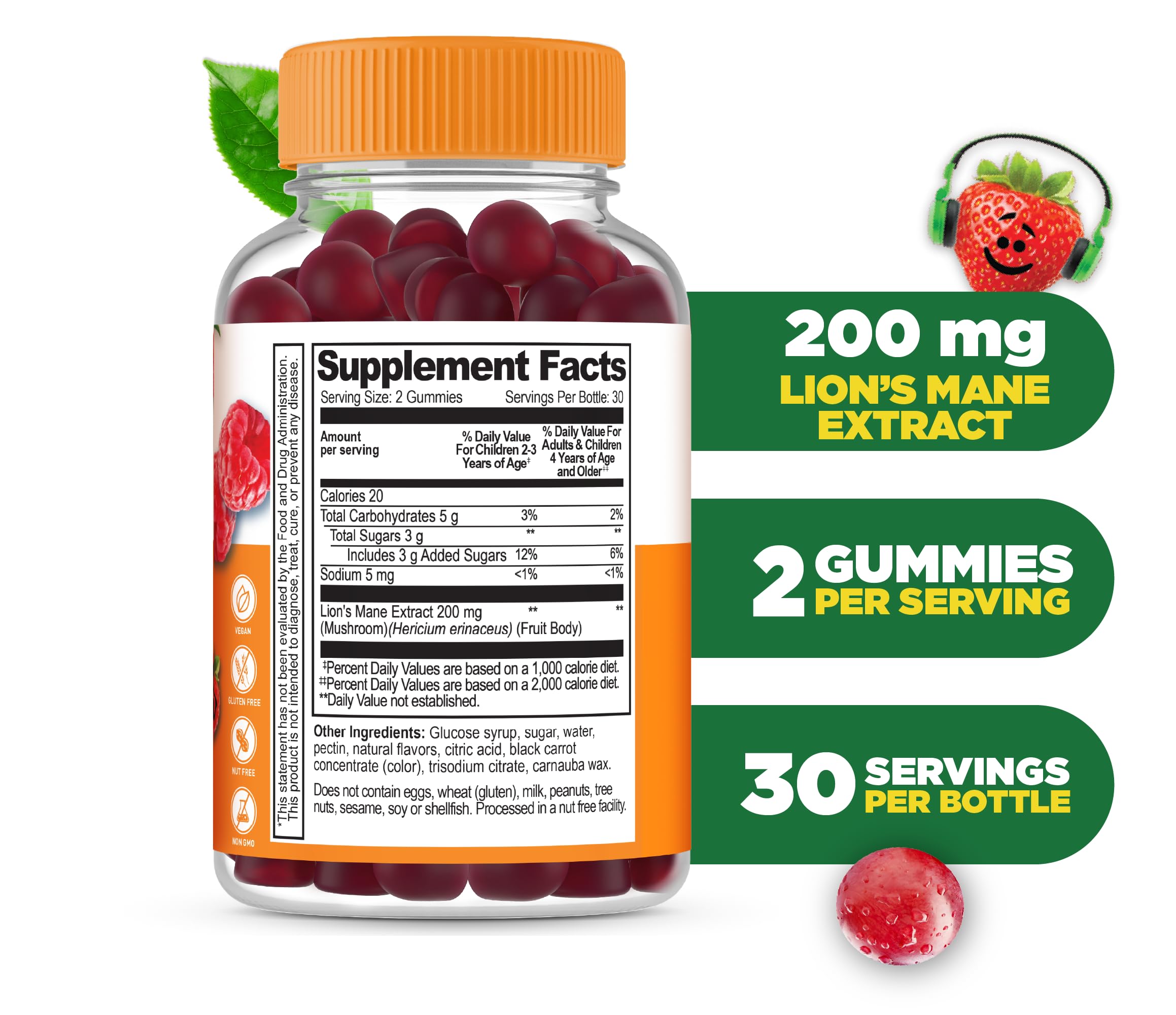 Lifeable Lion's Mane Gummies bottle side view