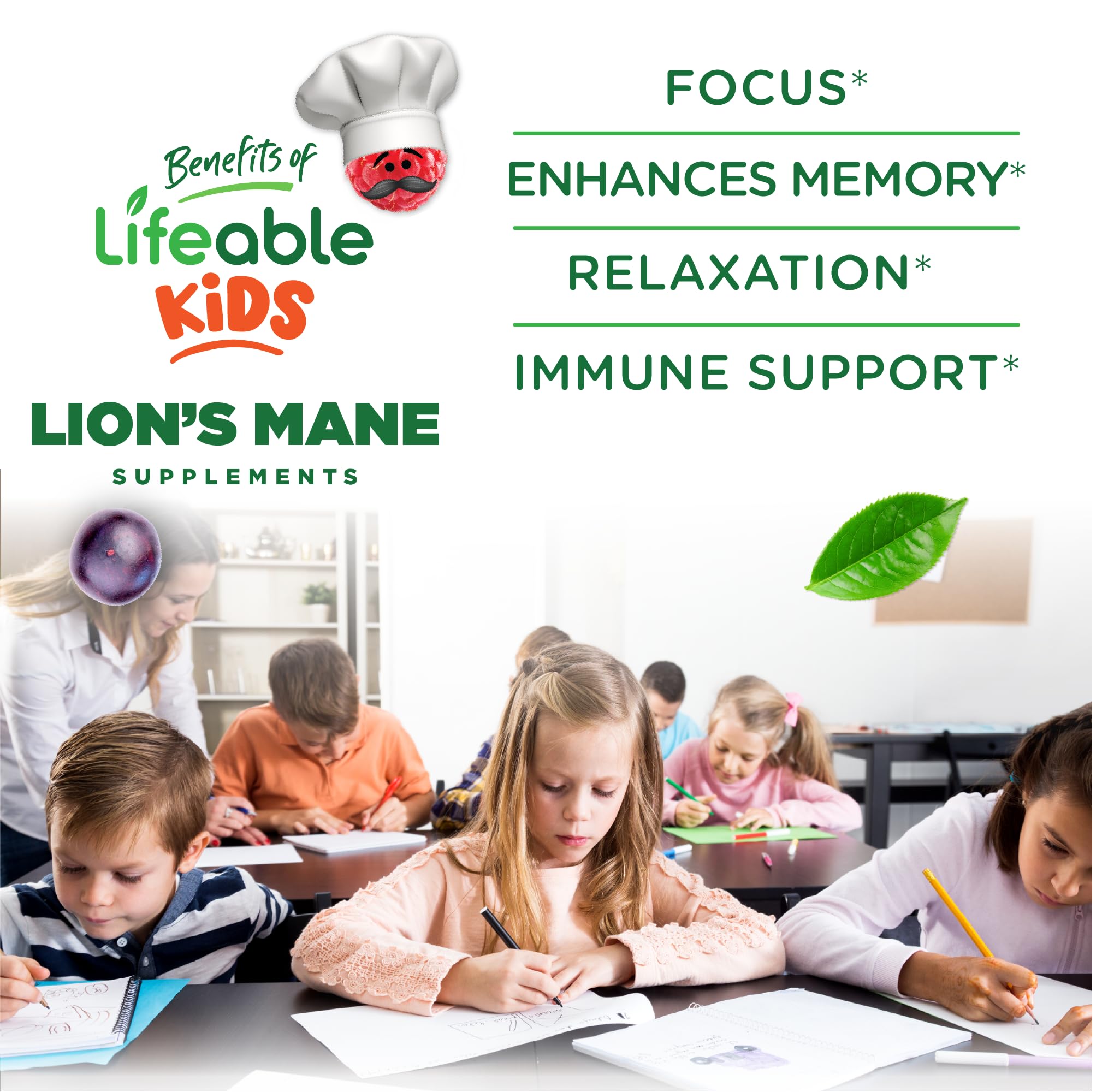Lifeable Lion's Mane Gummies showing berry flavour gummies