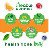 Lifeable Lion's Mane Mushroom Gummies back view with ingredients list