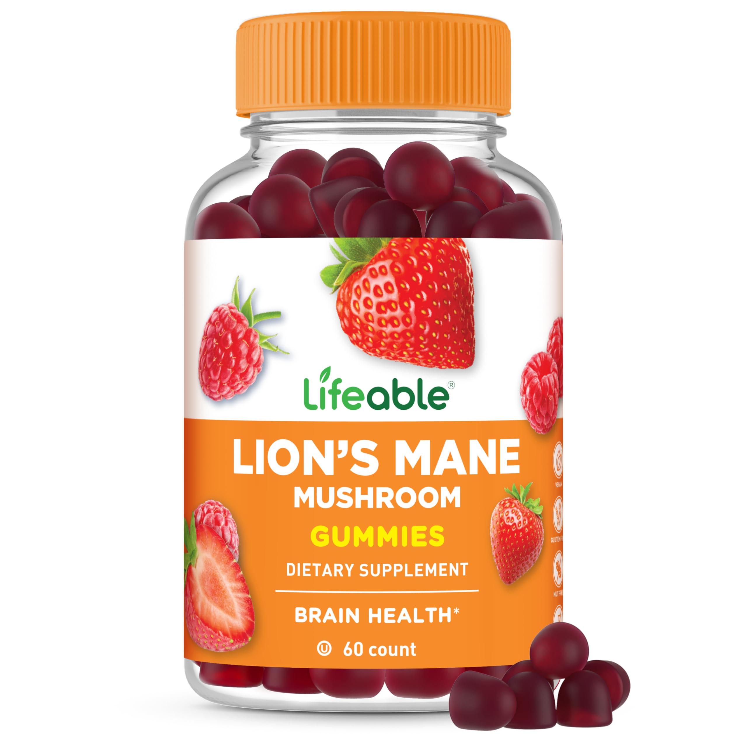 Lifeable Lion's Mane Mushroom Gummies front view with packaging