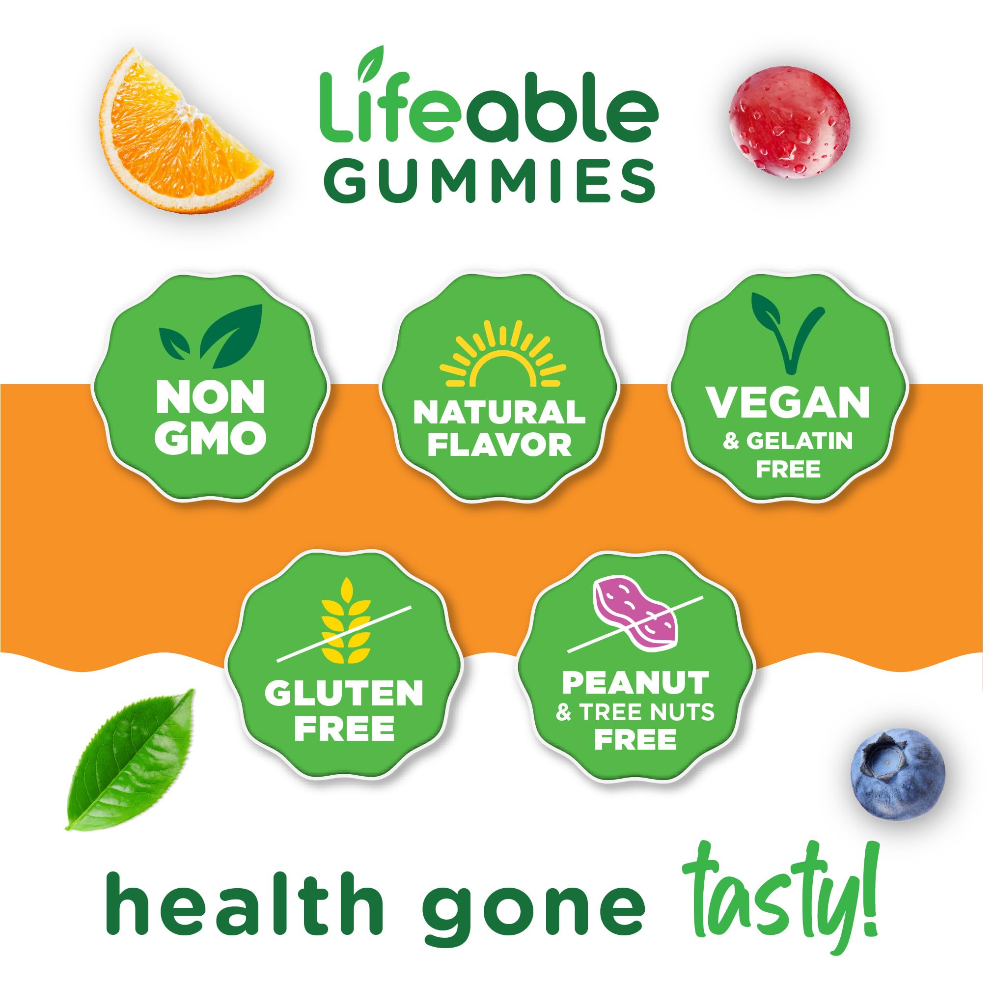 Lifeable Lutein Gummies displayed with fresh raspberries