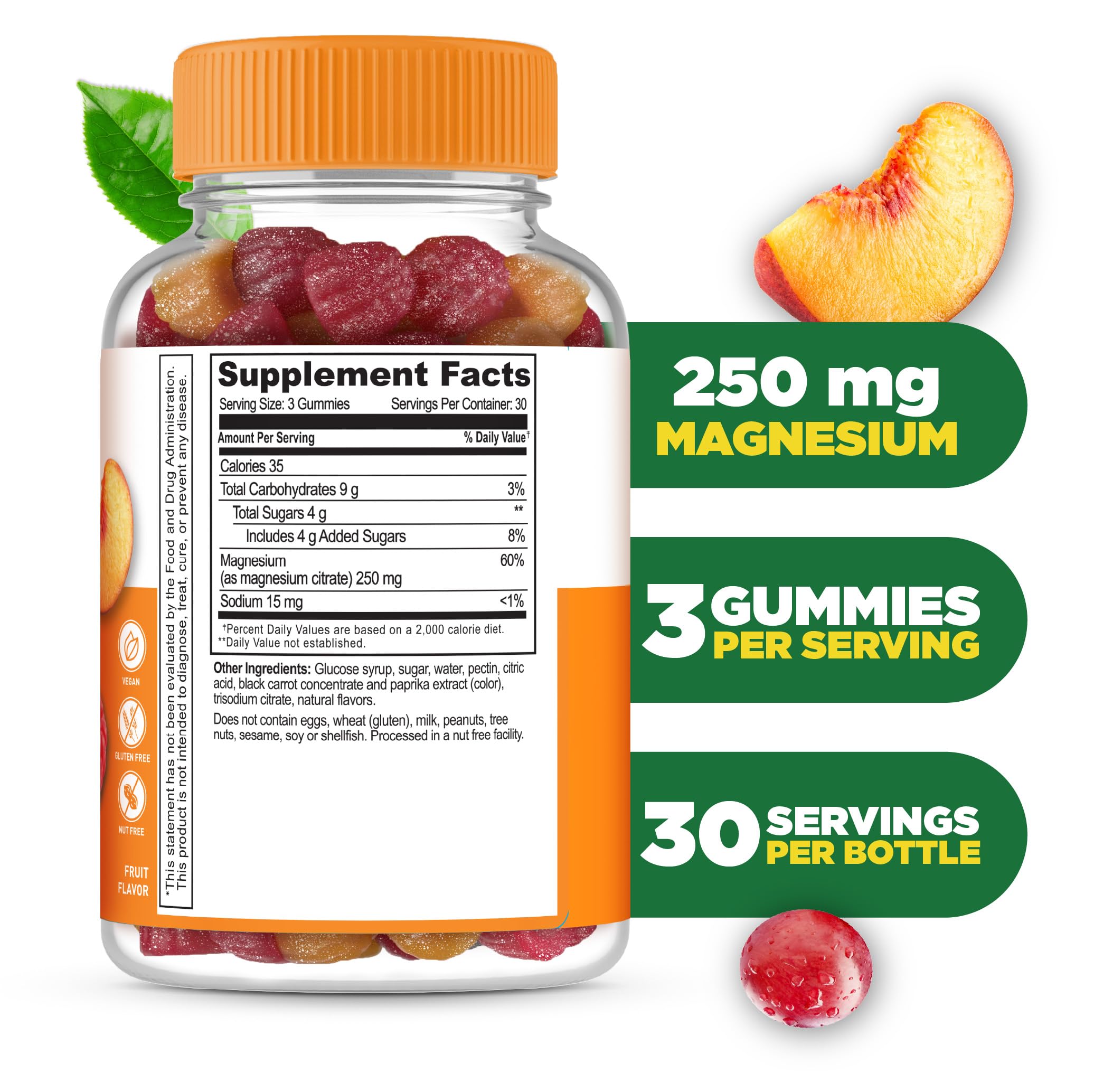 Lifeable Magnesium Gummies 250mg Elemental Magnesium gummies close-up
