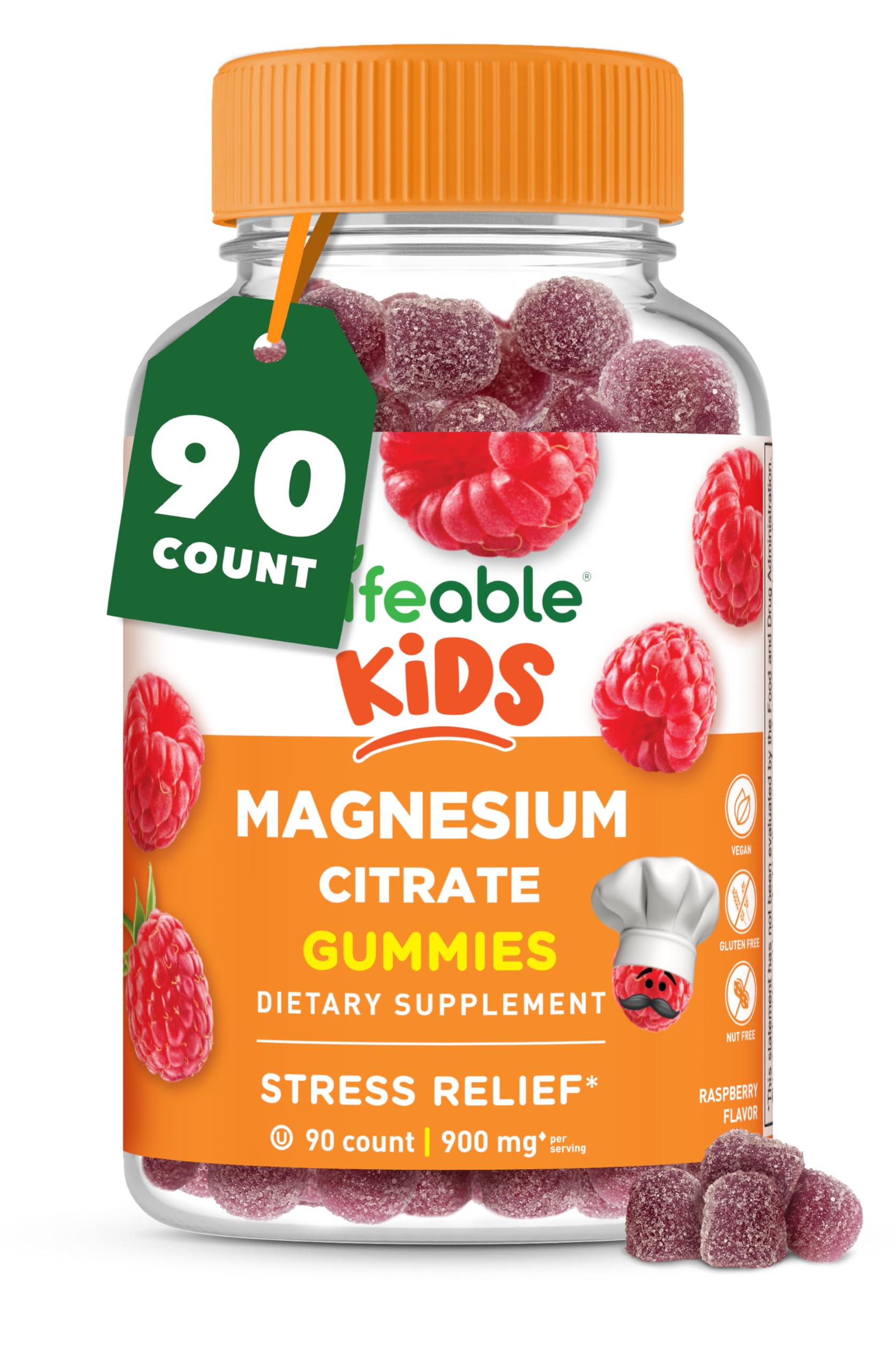 Lifeable Magnesium Gummies raspberry flavour bottle front view