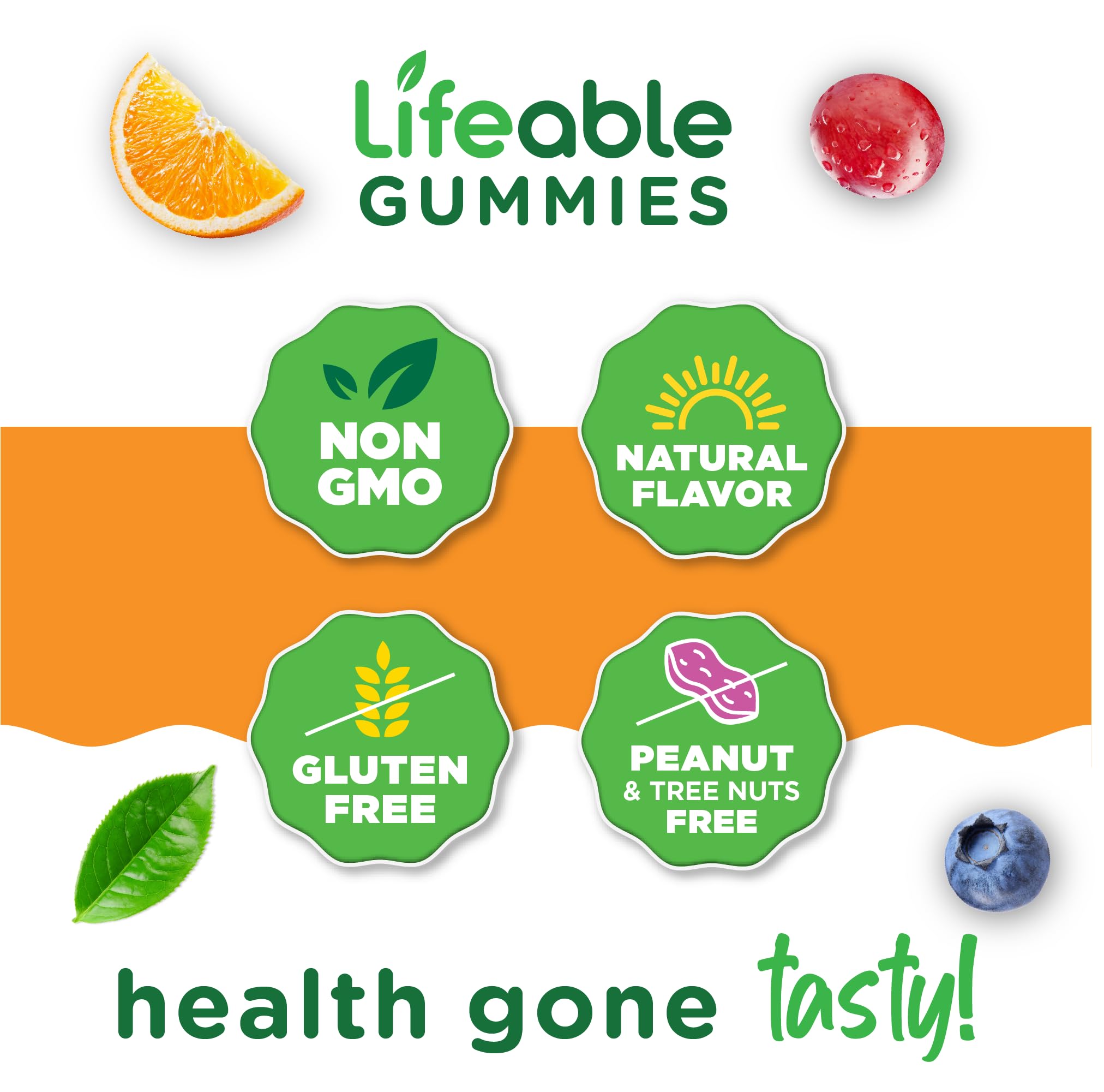 Lifeable Men's Multivitamin Gummies 90 Count bottle side view