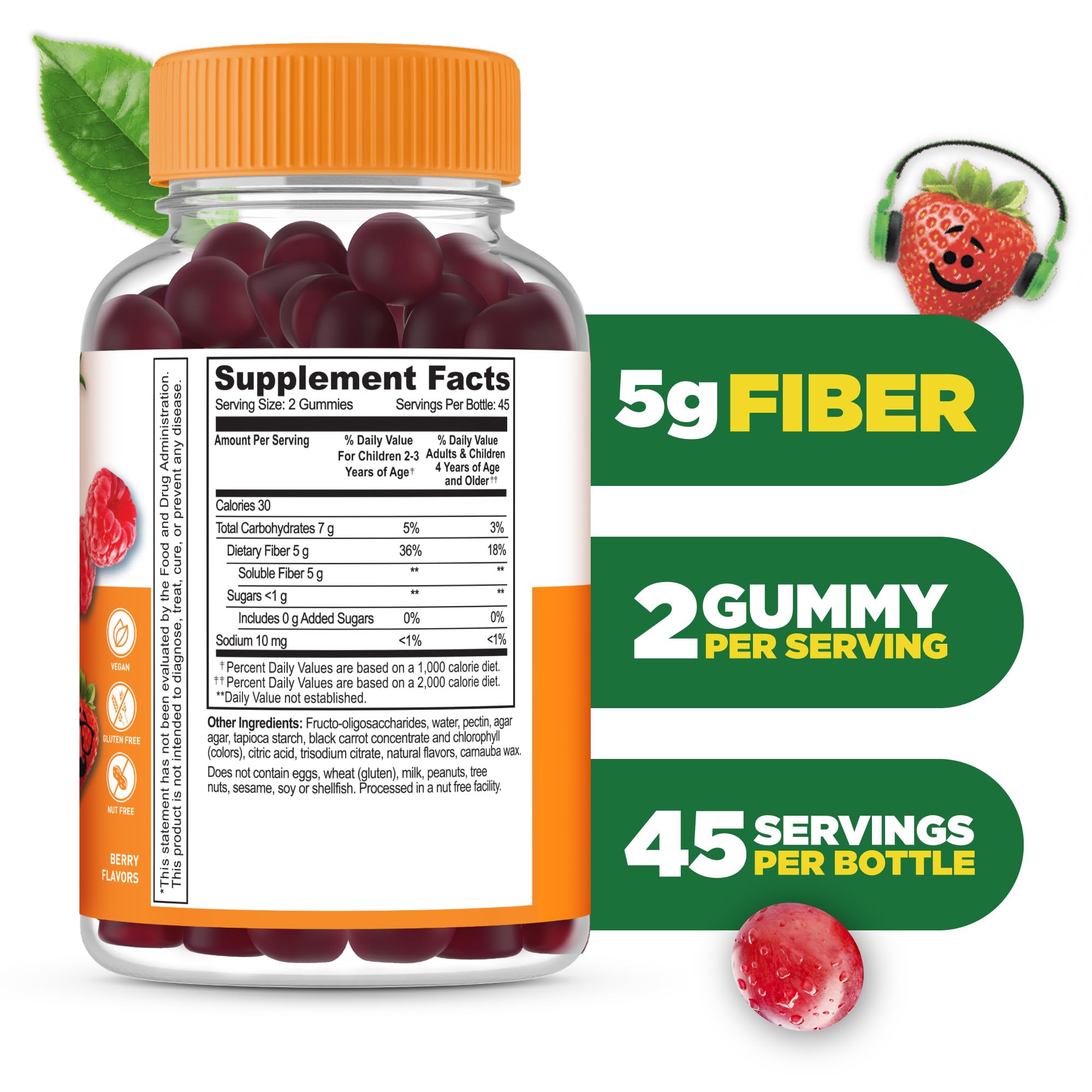 Lifeable Prebiotic Fiber Gummies, berry flavour gummies in a bowl