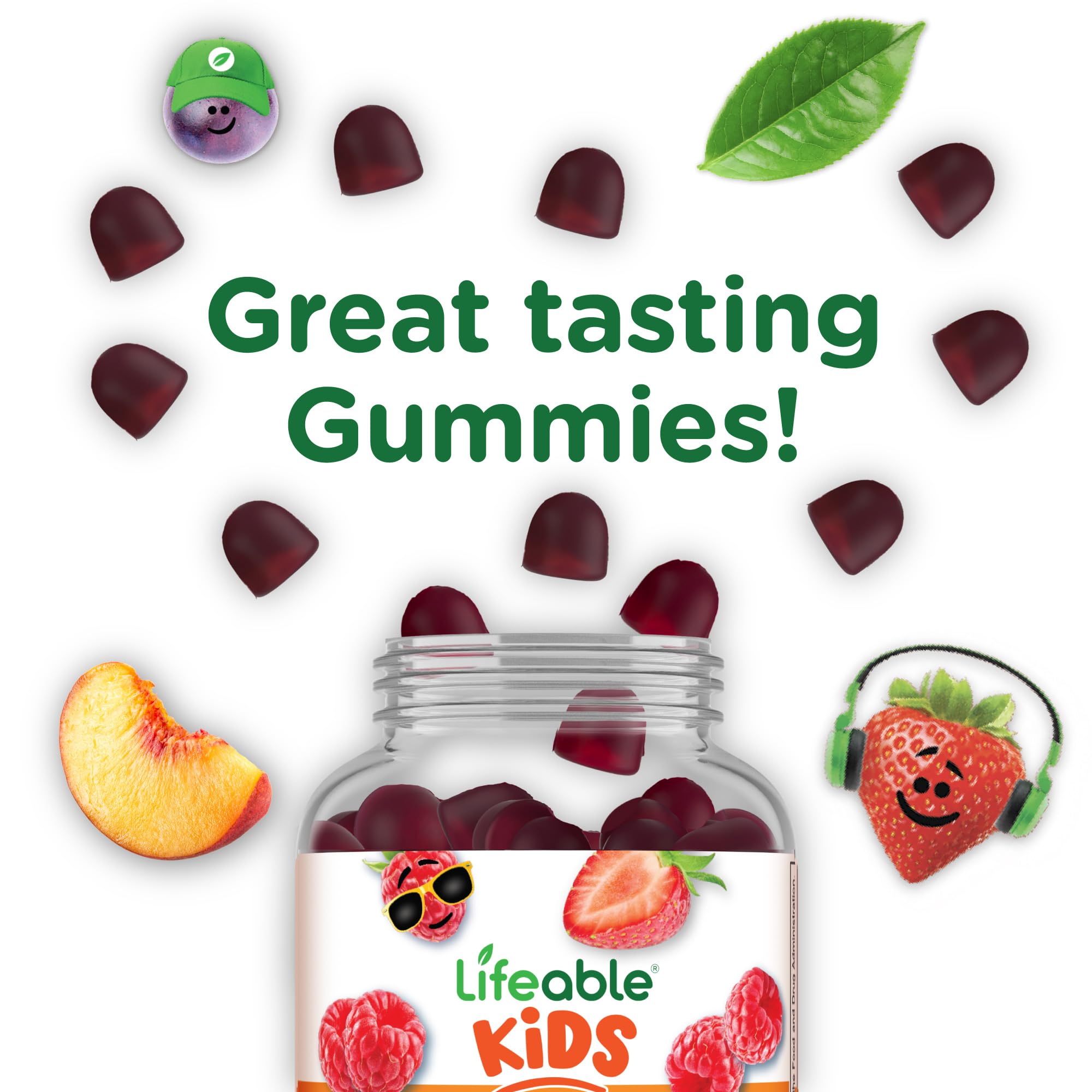 Lifeable Prebiotic Fiber Gummies, close-up of berry flavour gummies