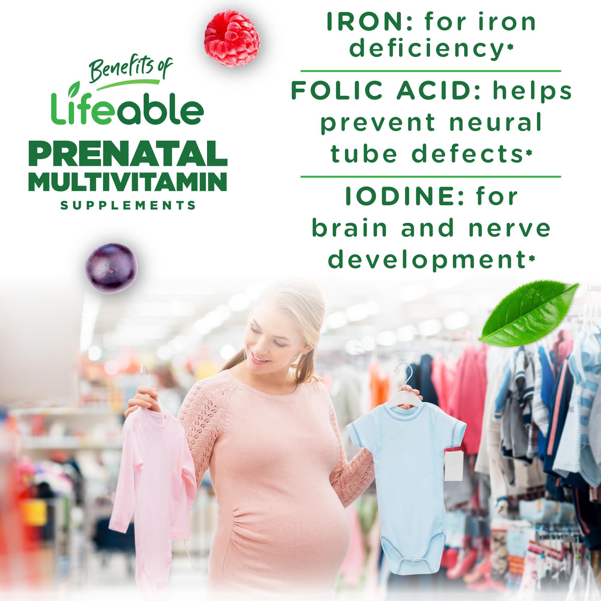Lifeable Prenatal Vitamin Gummies nutritional information label