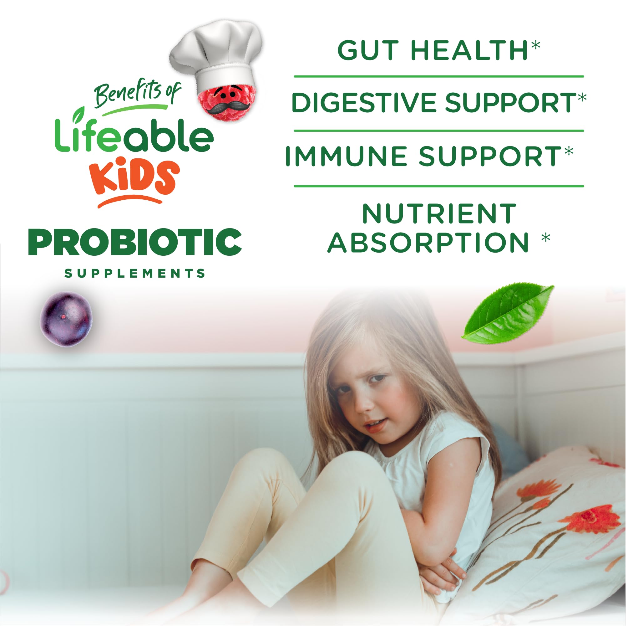 Lifeable Probiotic Gummies for Kids bottle with 90 gummies