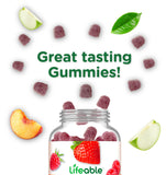 Lifeable Probiotic Gummies for Kids raspberry flavour gummies in a bowl