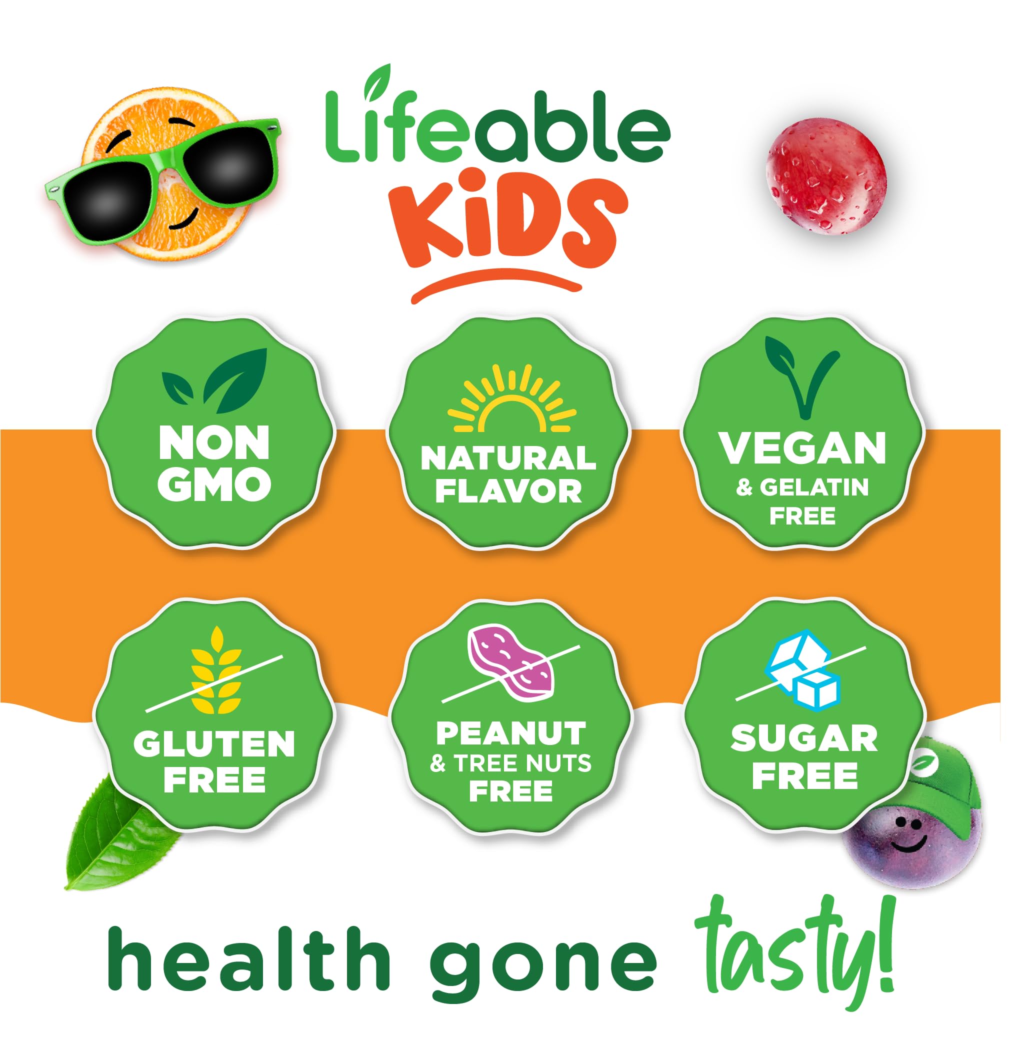 Lifeable Probiotic Gummies for Kids showing serving size