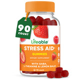 Lifeable Stress Aid Gummies bottle front view with berry flavour