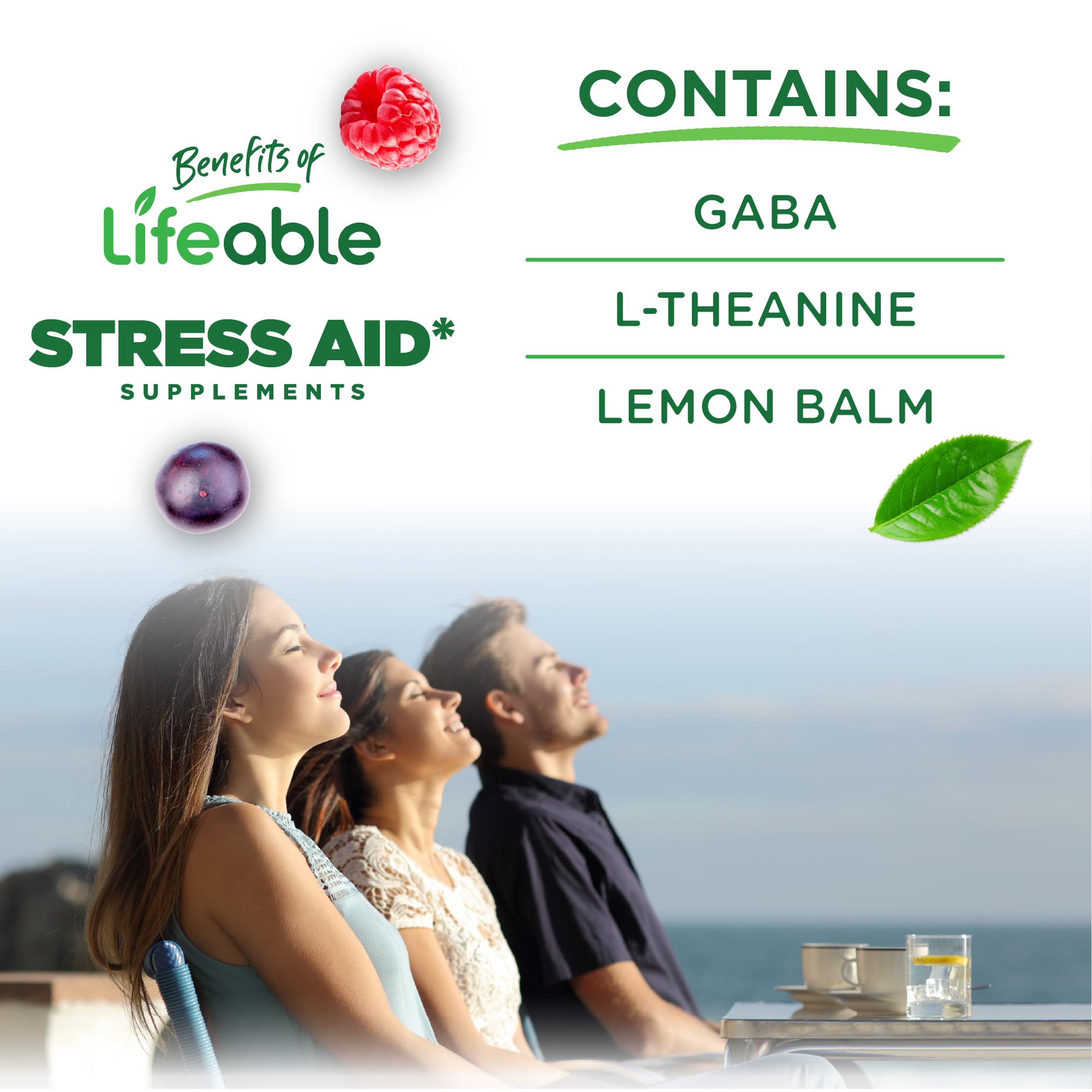 Lifeable Stress Aid Gummies nutritional information label