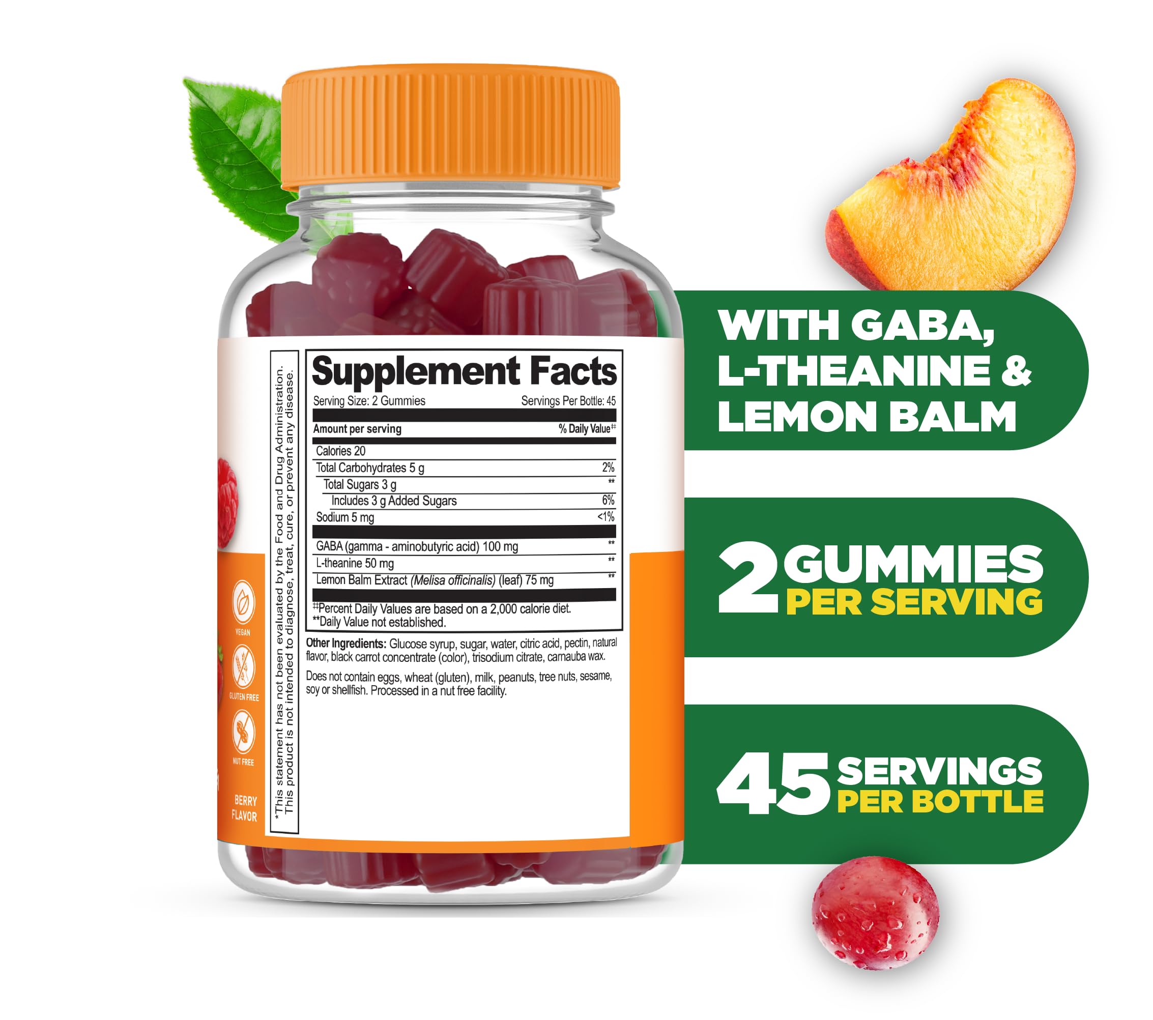 Lifeable Stress Gummies 90 Count bottle side view