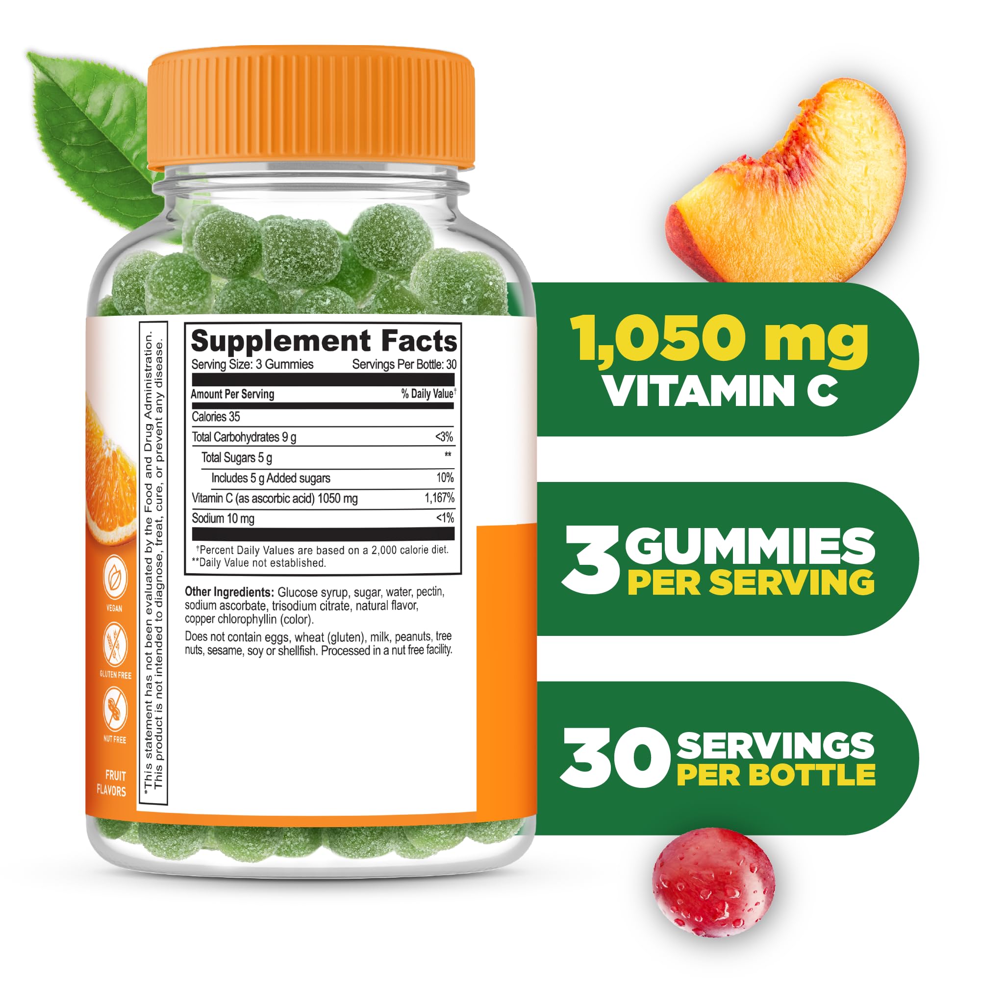Lifeable Vitamin C Gummies 1050mg close-up of gummies