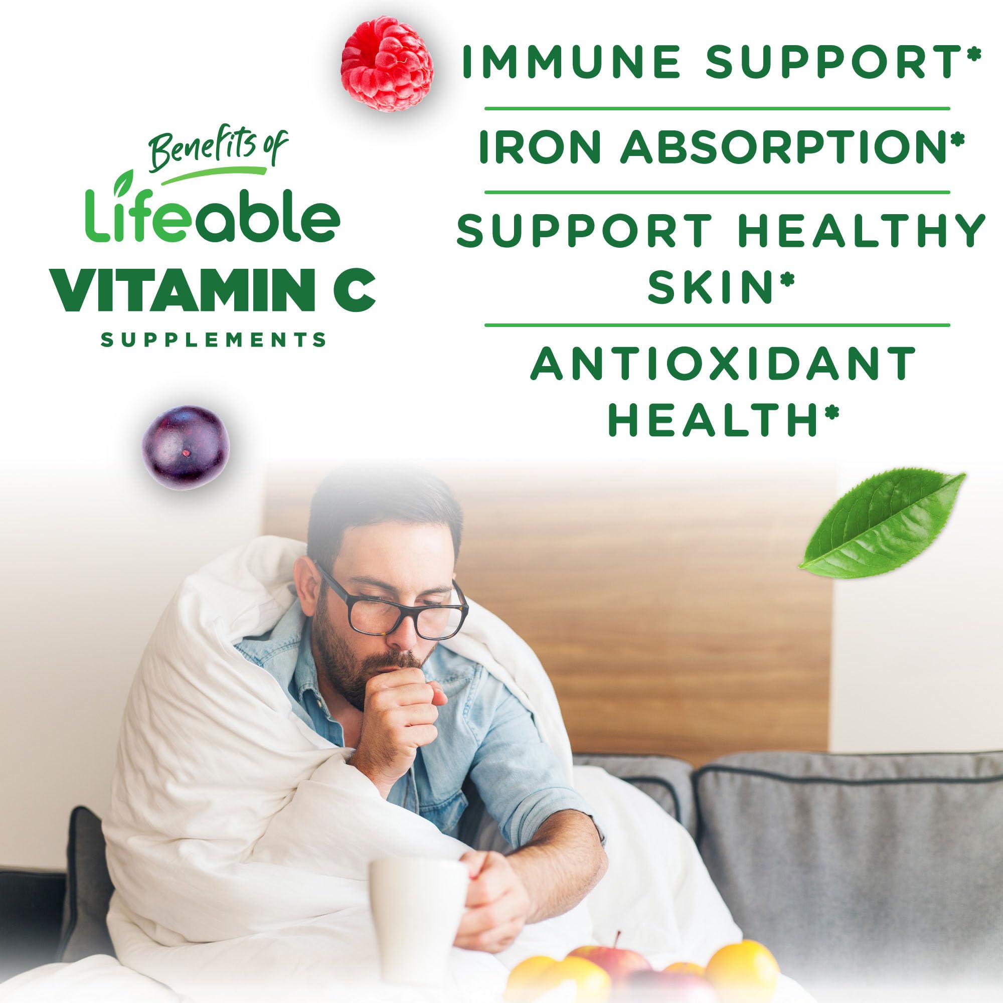 Lifeable Vitamin C Gummies 750mg gummies close-up