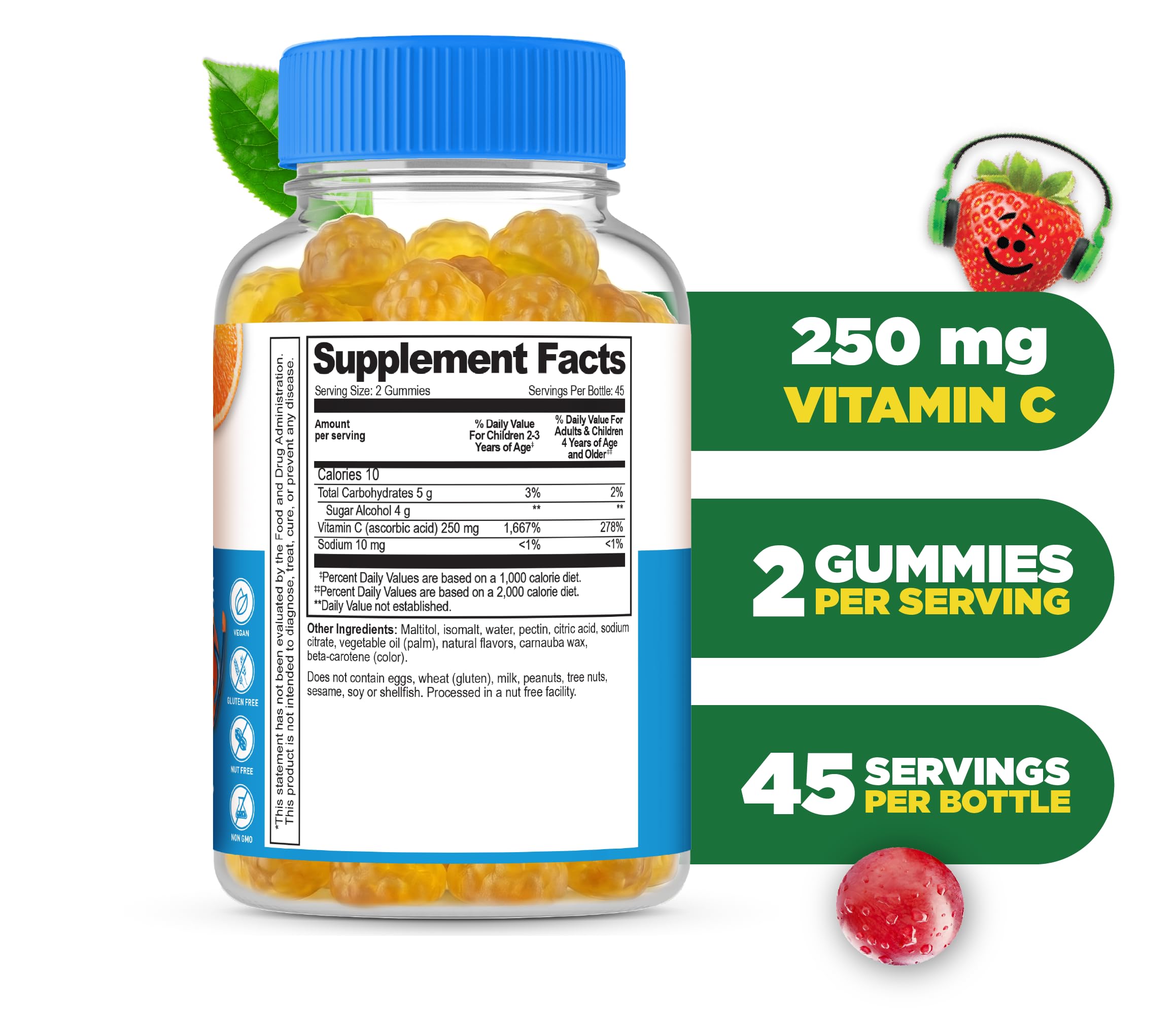 Lifeable Vitamin C Gummies orange flavour close-up