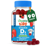 Lifeable Vitamin D Gummies 1000 IU strawberry flavour front view