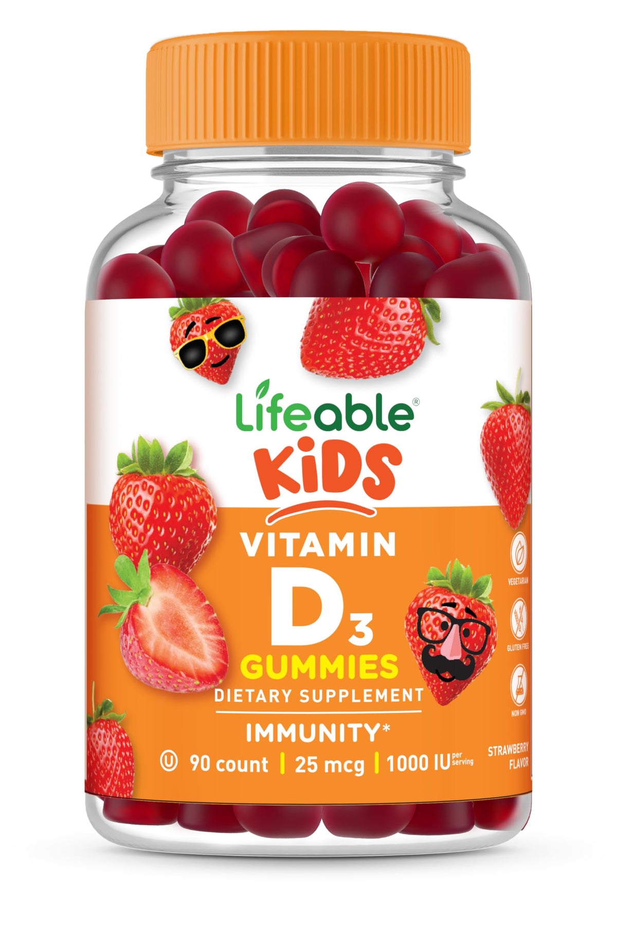 Lifeable Vitamin D3 Gummies 1000 IU bottle front view