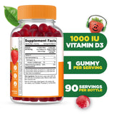 Lifeable Vitamin D3 Gummies 1000 IU strawberry flavour gummies