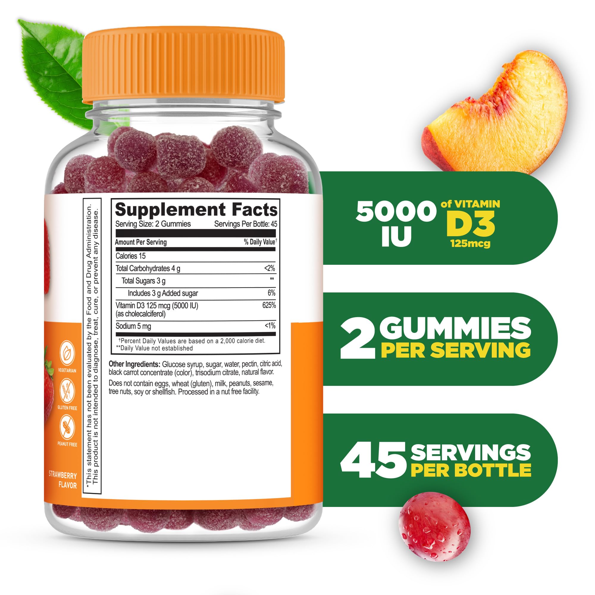 Lifeable Vitamin D3 Gummies bottle with 90 gummies