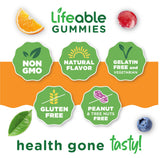 Lifeable Vitamin E Gummies 400 IU serving size on a spoon