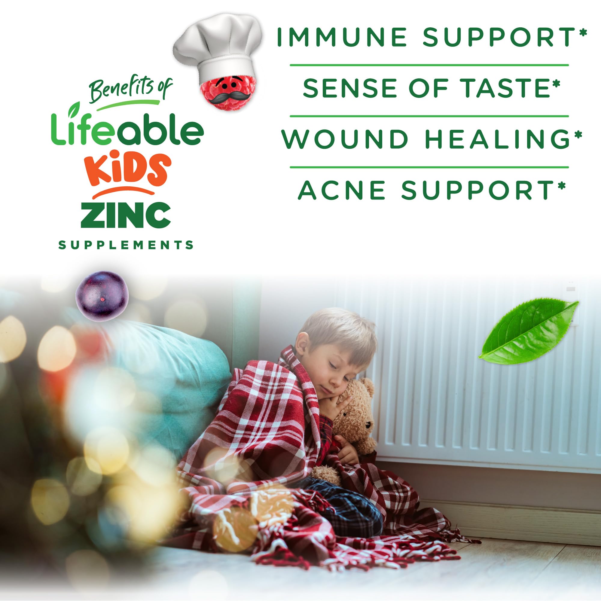 Lifeable Zinc Gummies 25mg back view with ingredient list