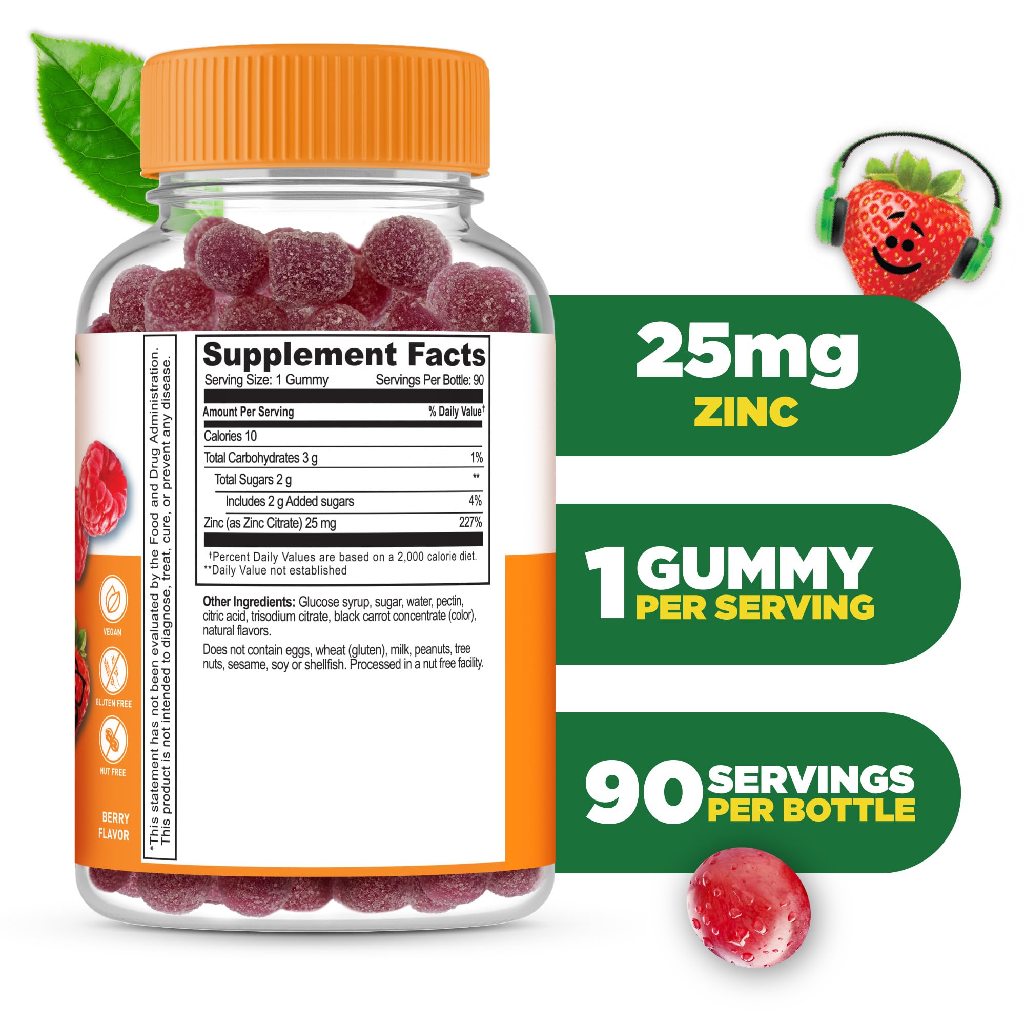 Lifeable Zinc Gummies 25mg side view showing gummy texture