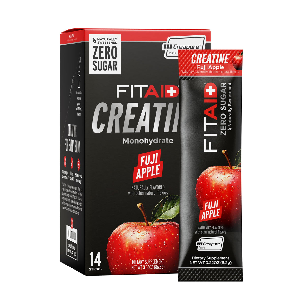 LIFEAID CreaPure Creatine Monohydrate Powder Fuji Apple front view